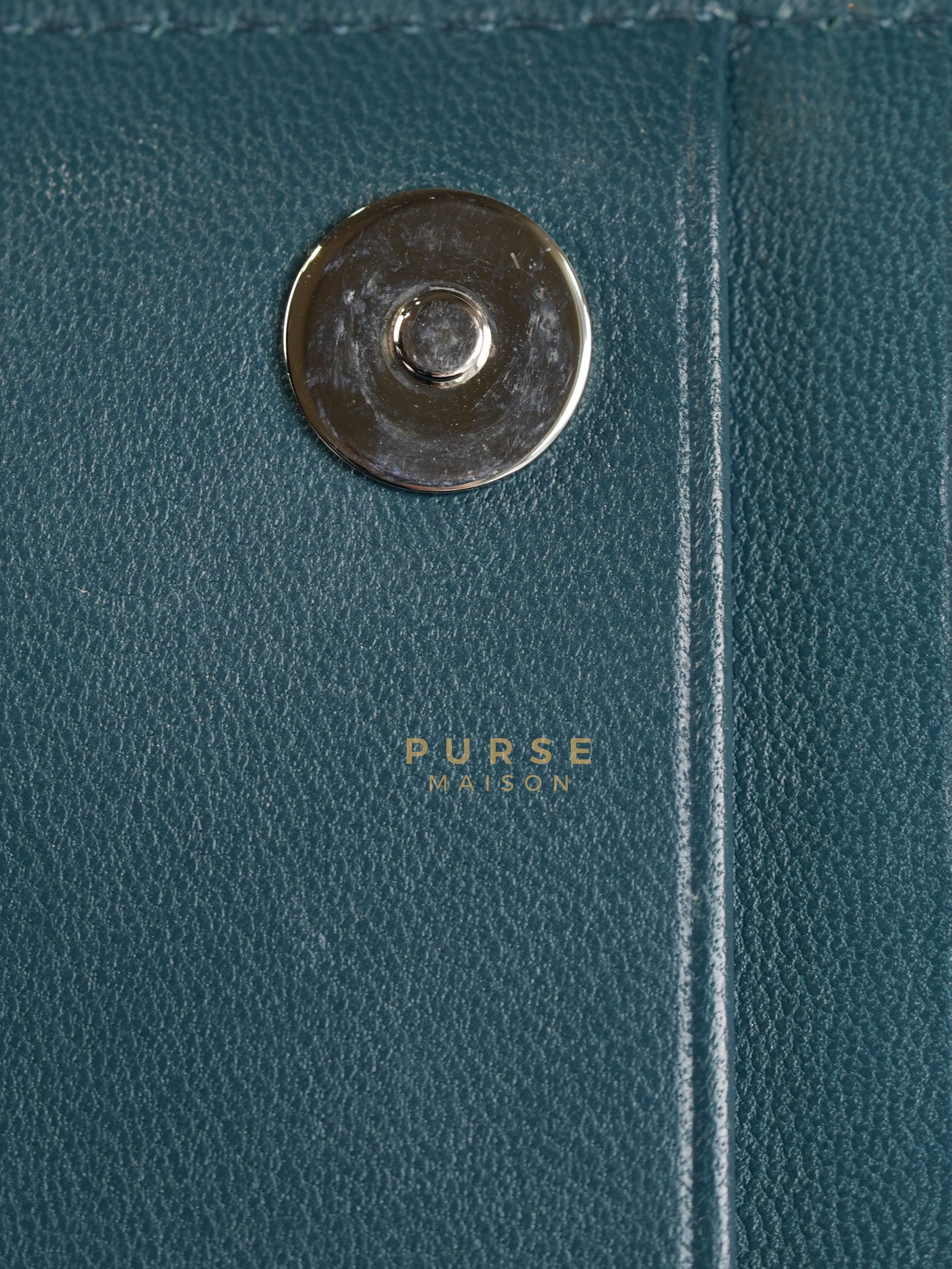 Mini Wallet on Chain in Teal Blue Quilted Lambskin Leather & Silver Hardware Series 30 | Purse Maison Luxury Bags Shop