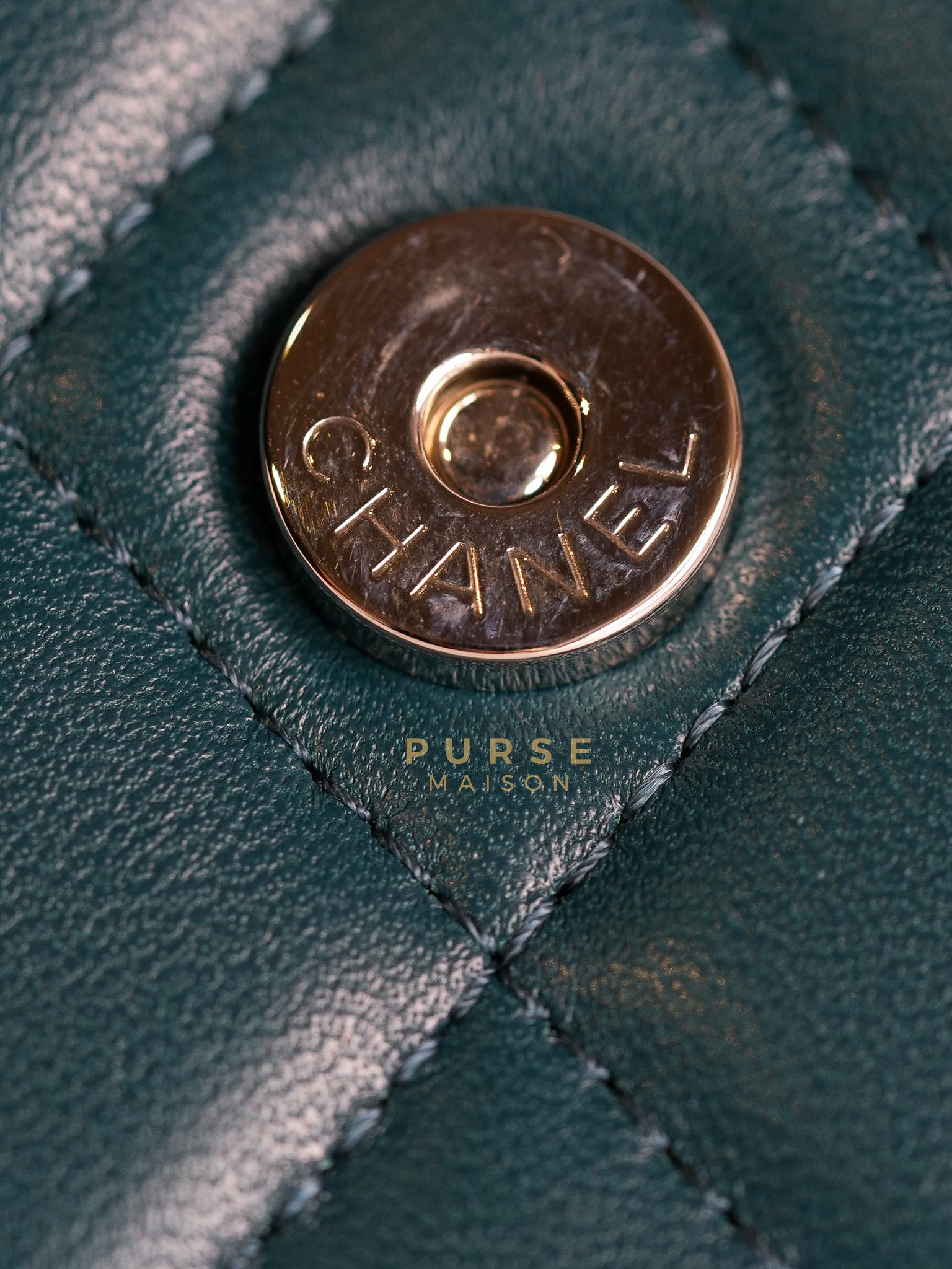 Mini Wallet on Chain in Teal Blue Quilted Lambskin Leather & Silver Hardware Series 30 | Purse Maison Luxury Bags Shop