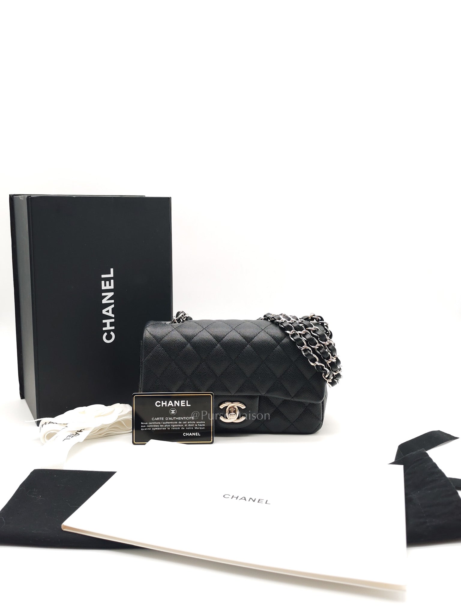 Mini Rectangular in Black Caviar Leather Silver Hardware (Series 26)