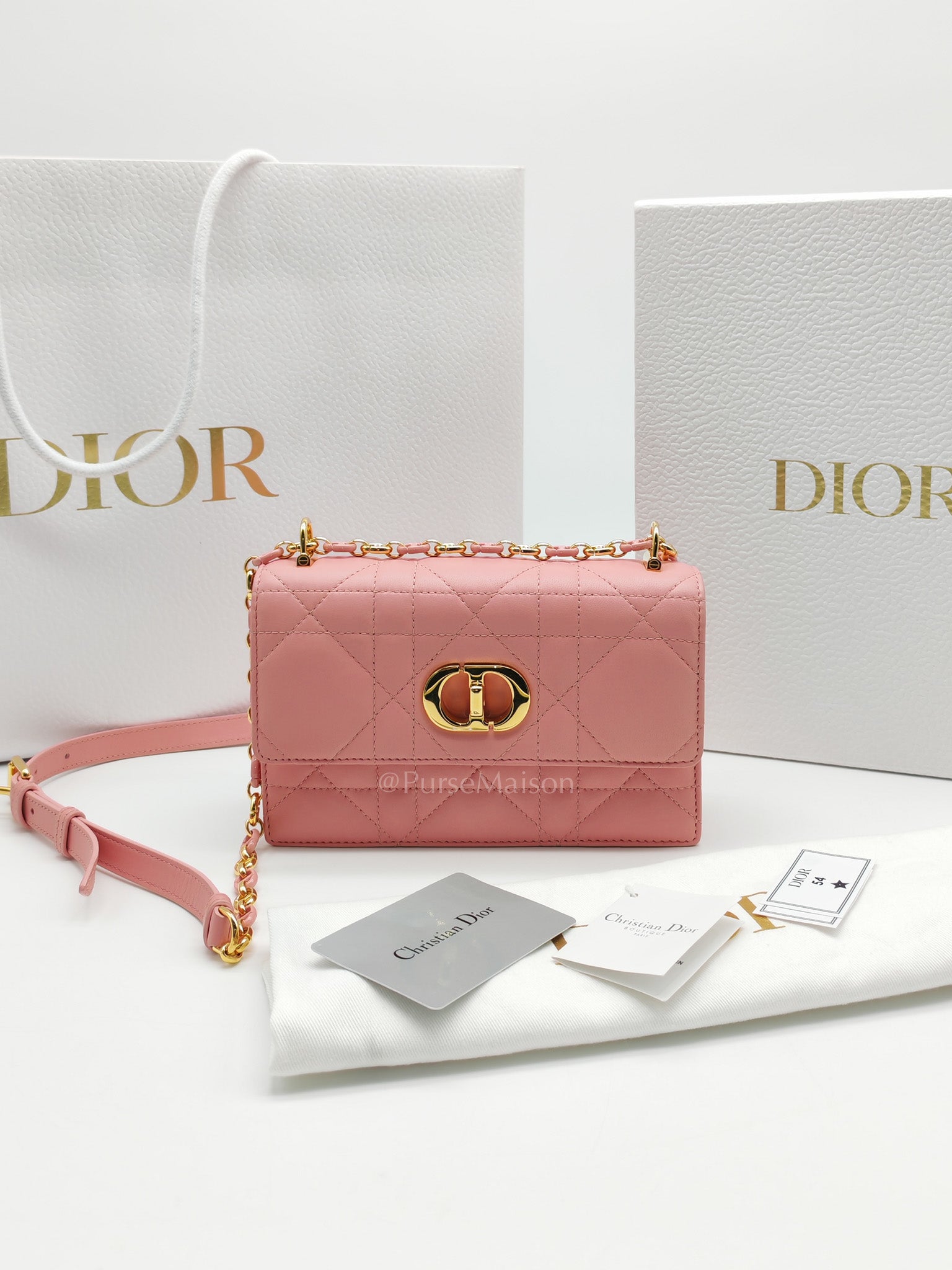 Miss Caro Mini in Pink Cannage Lambskin Leather Chain Bag | Purse Maison Luxury Bags Shop