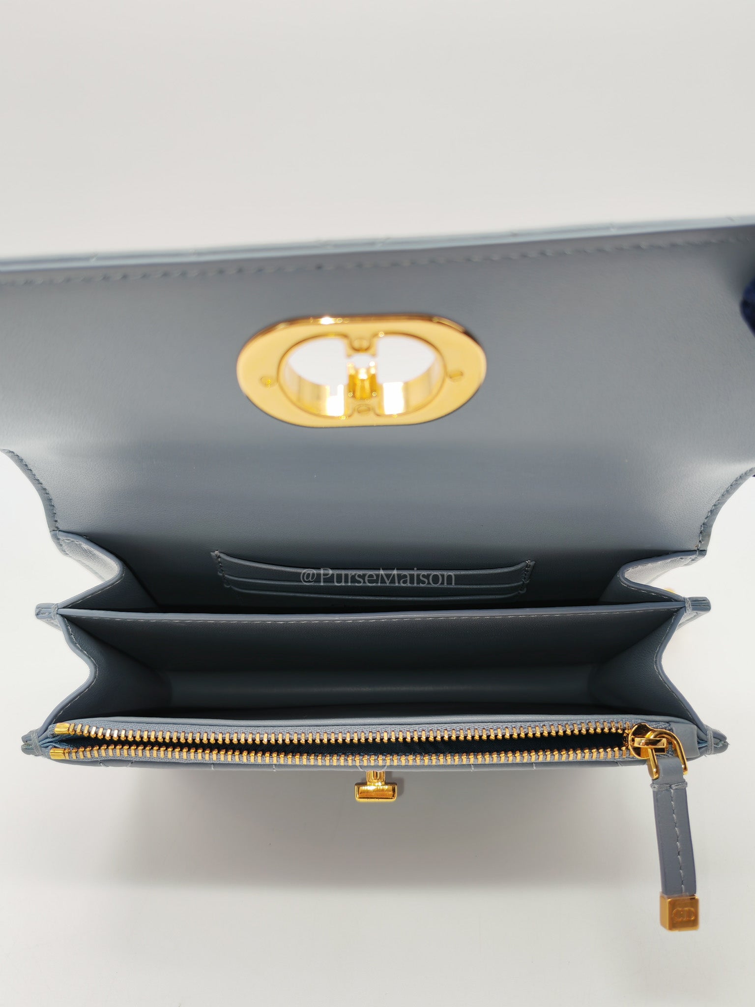 Miss Caro Mini Shoulder Bag in Cloud Blue Lambskin Leather Gold Hardware | Purse Maison Luxury Bags Shop