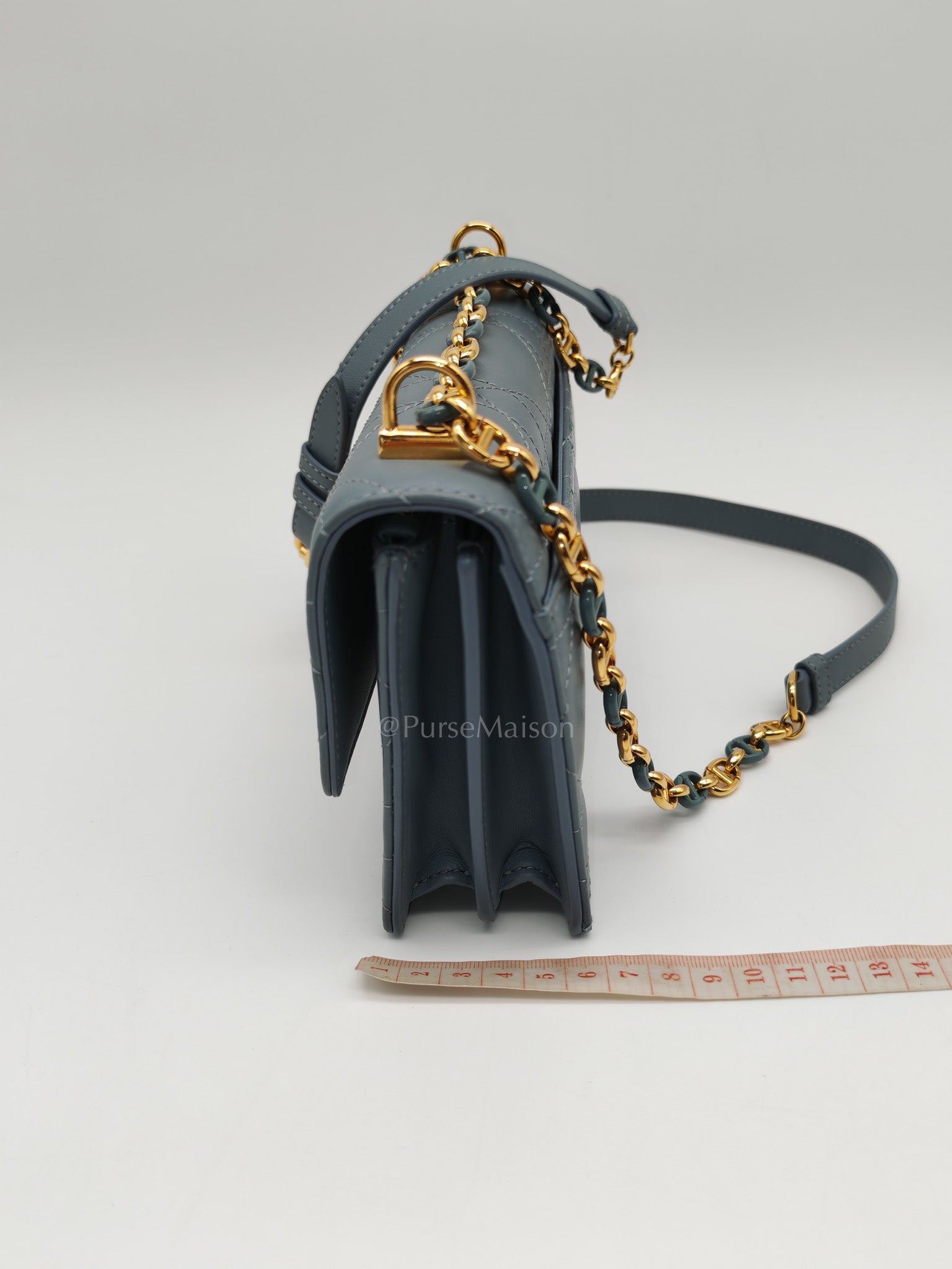 Miss Caro Mini Shoulder Bag in Cloud Blue Lambskin Leather Gold Hardware | Purse Maison Luxury Bags Shop