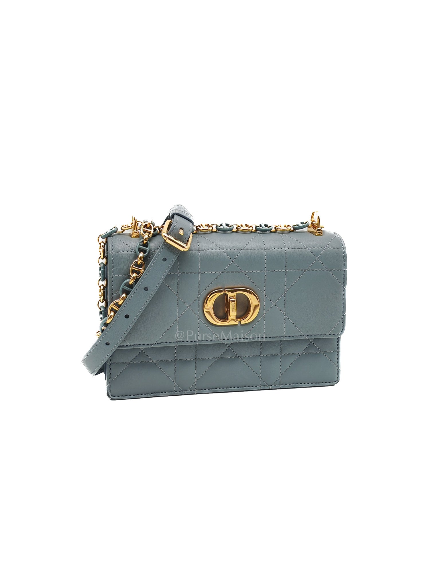 Miss Caro Mini Shoulder Bag in Cloud Blue Lambskin Leather Gold Hardware | Purse Maison Luxury Bags Shop