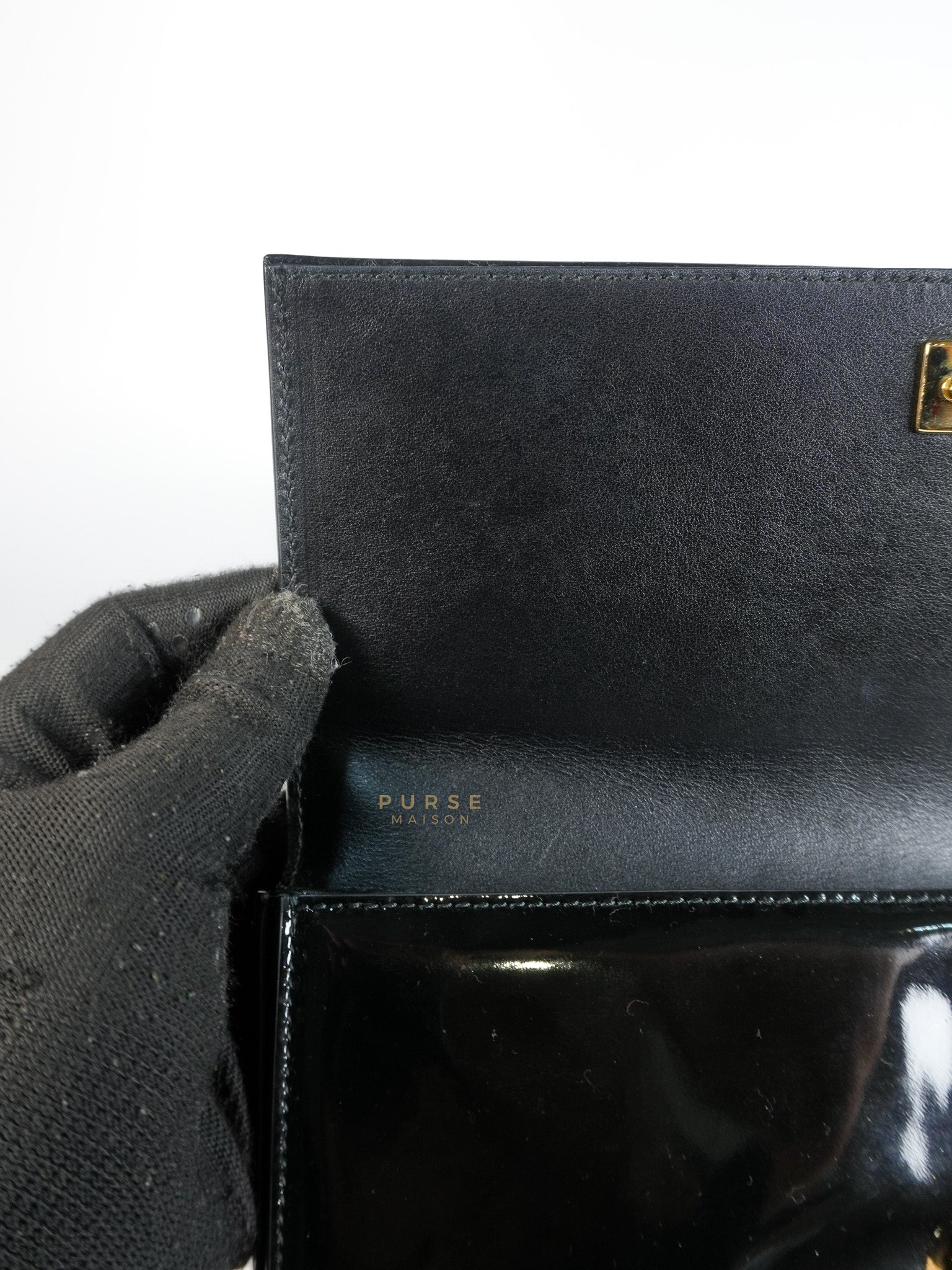 Miss Vara Bow Wristlet Clutch in Plum Patent Leather | Purse Maison Luxury Bags Shop