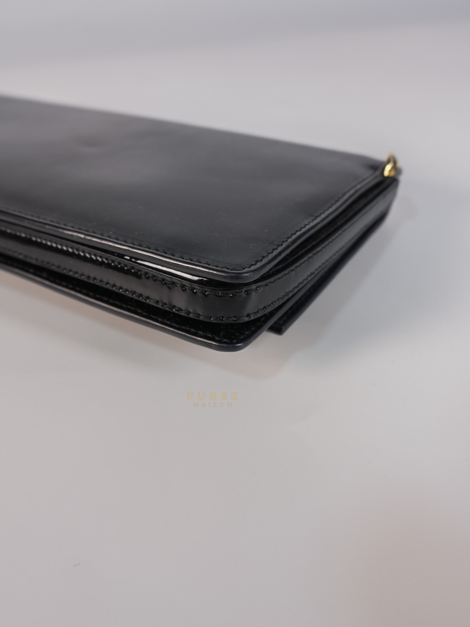 Miss Vara Bow Wristlet Clutch in Plum Patent Leather | Purse Maison Luxury Bags Shop