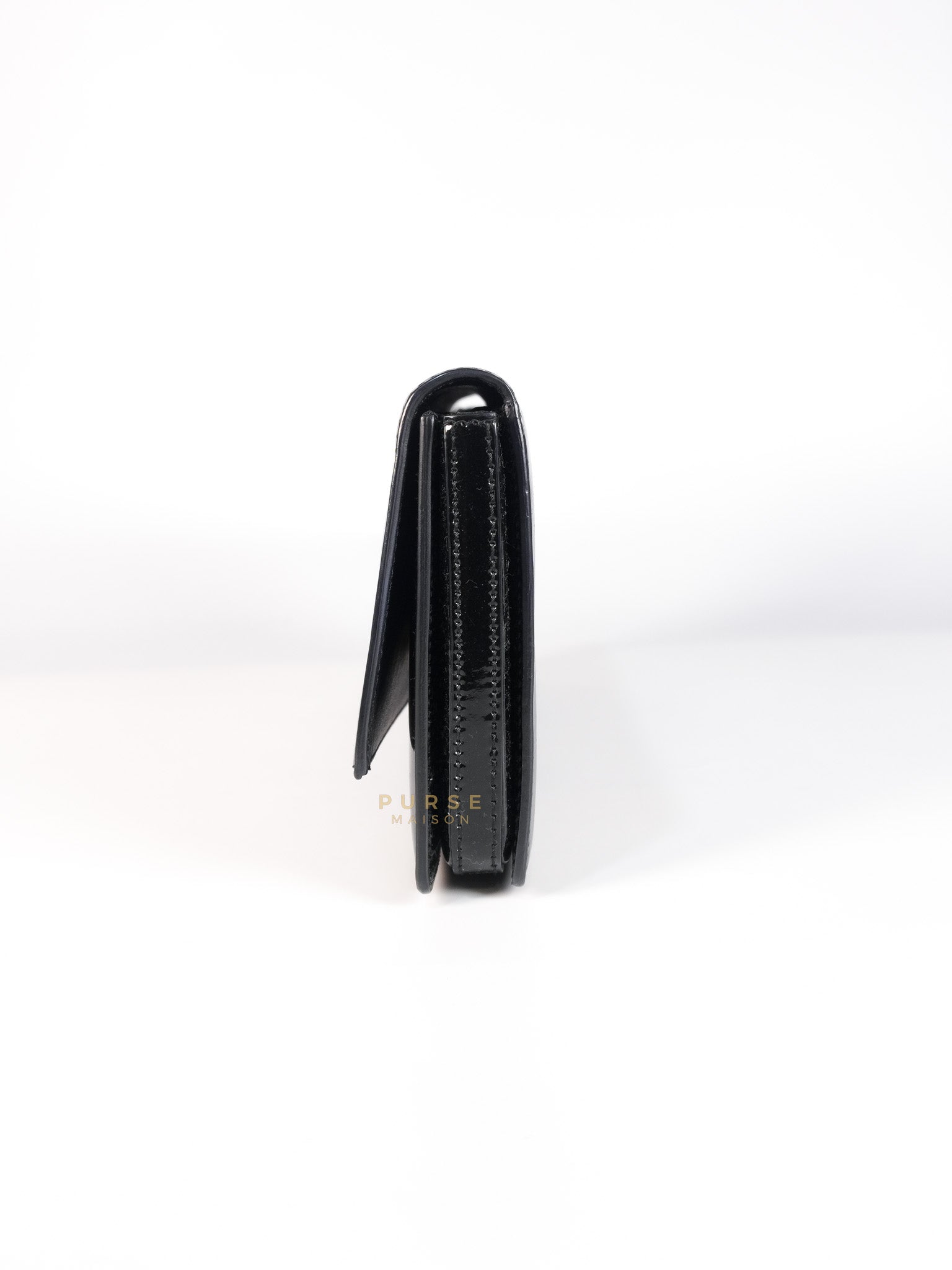 Miss Vara Bow Wristlet Clutch in Plum Patent Leather | Purse Maison Luxury Bags Shop