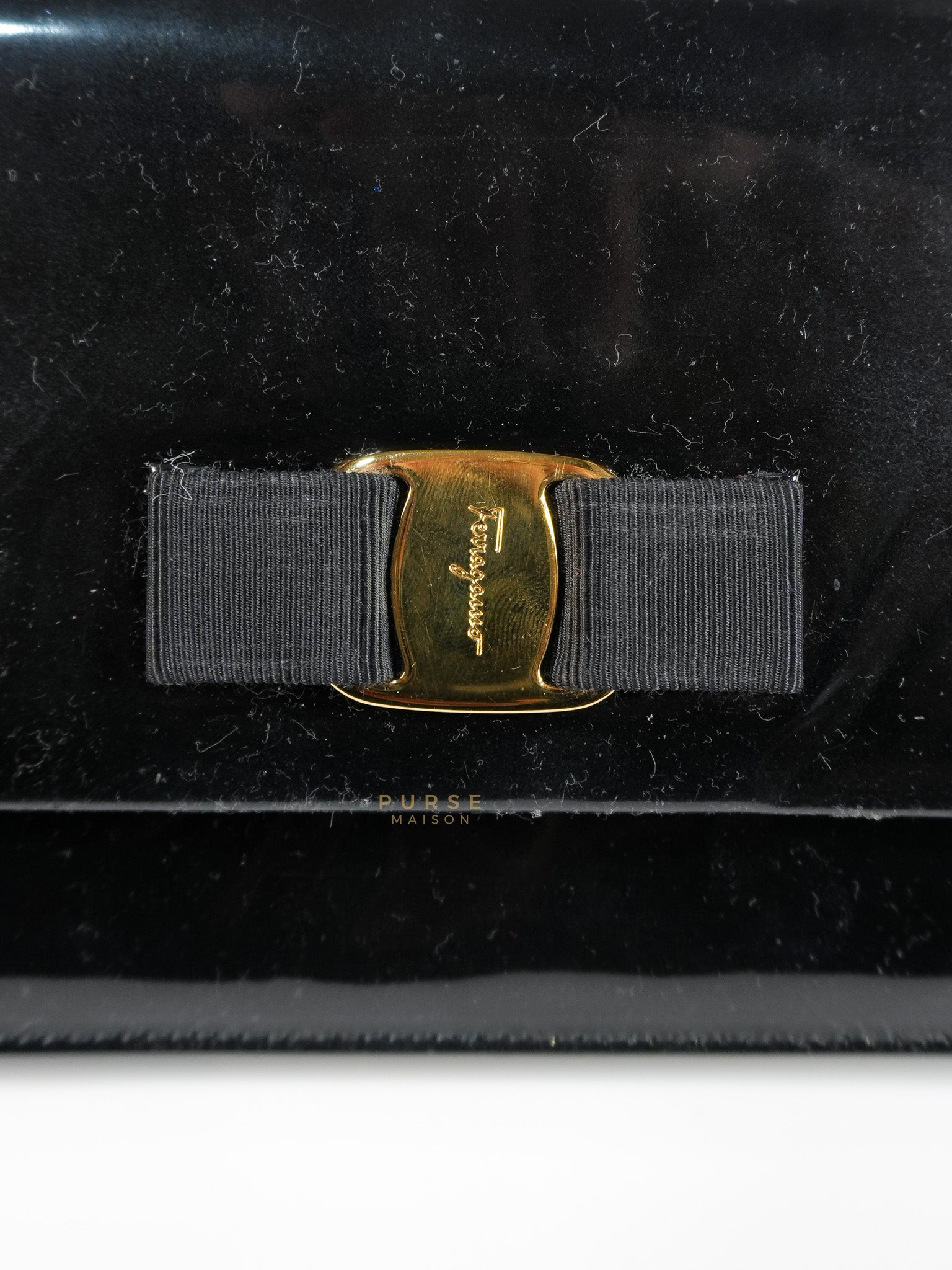 Miss Vara Bow Wristlet Clutch in Plum Patent Leather | Purse Maison Luxury Bags Shop