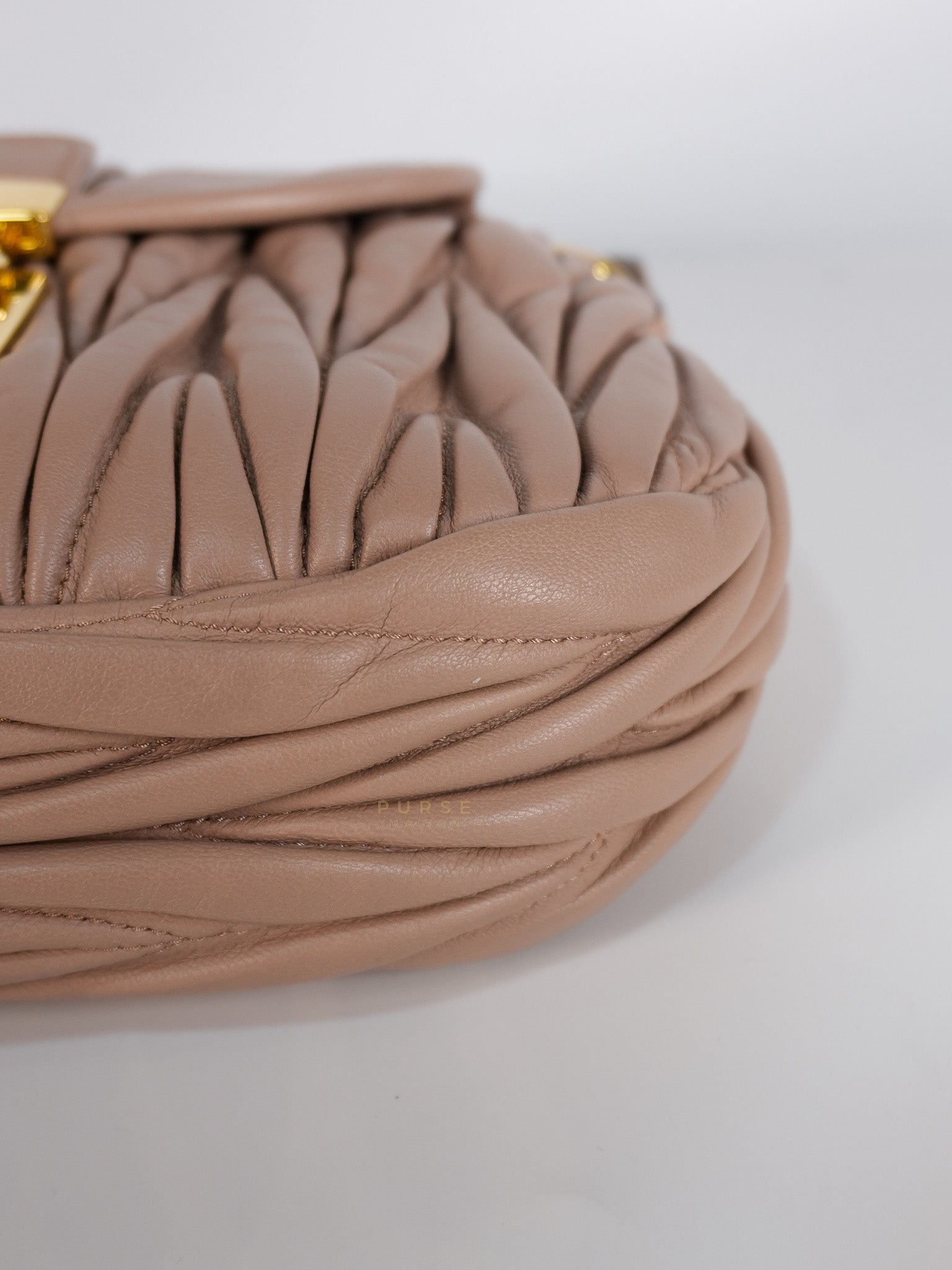 Bandoliera Matelasse Coffer Bag in Cammeo | Purse Maison Luxury Bags Shop