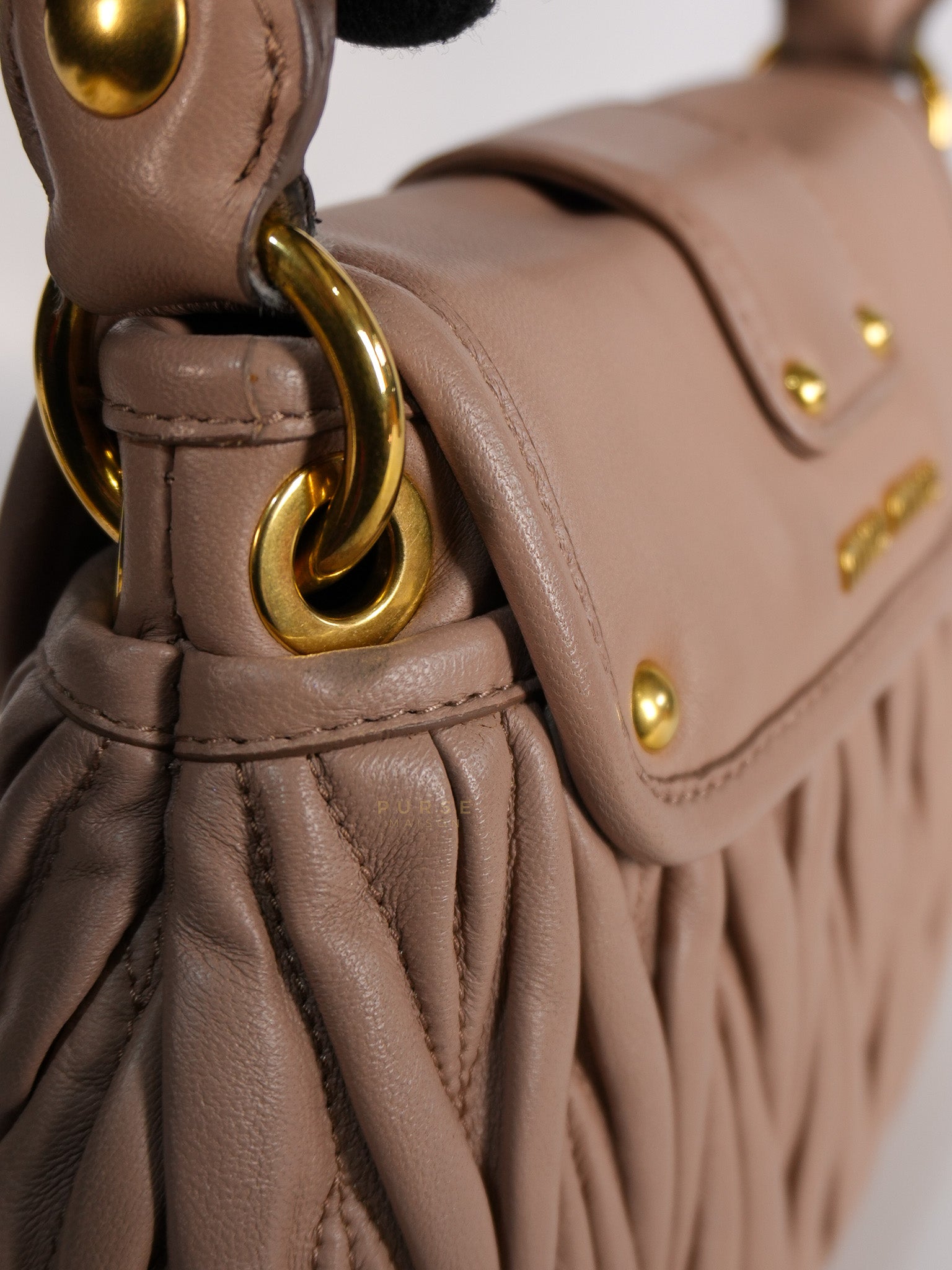 Bandoliera Matelasse Coffer Bag in Cammeo | Purse Maison Luxury Bags Shop