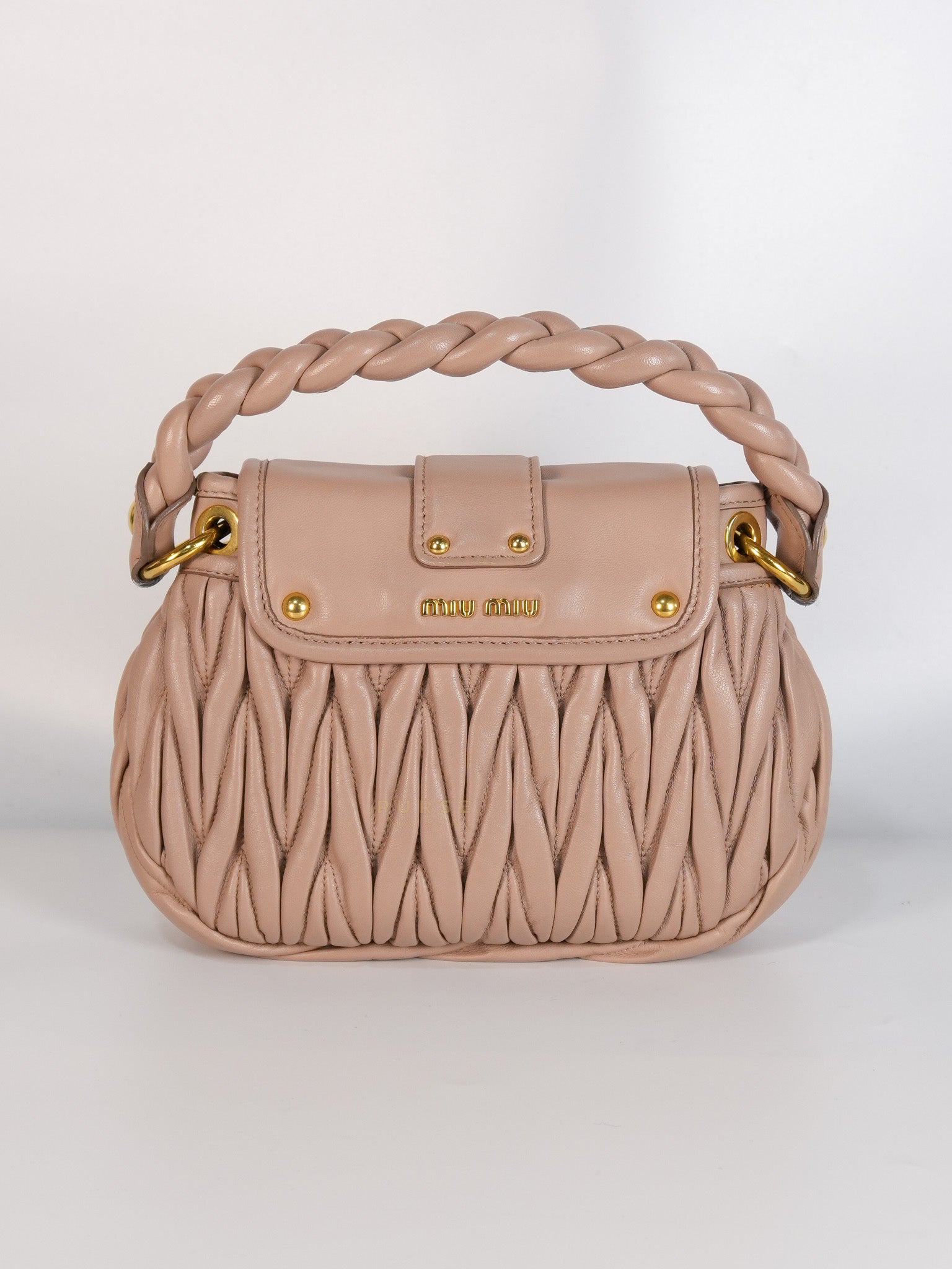 Bandoliera Matelasse Coffer Bag in Cammeo | Purse Maison Luxury Bags Shop