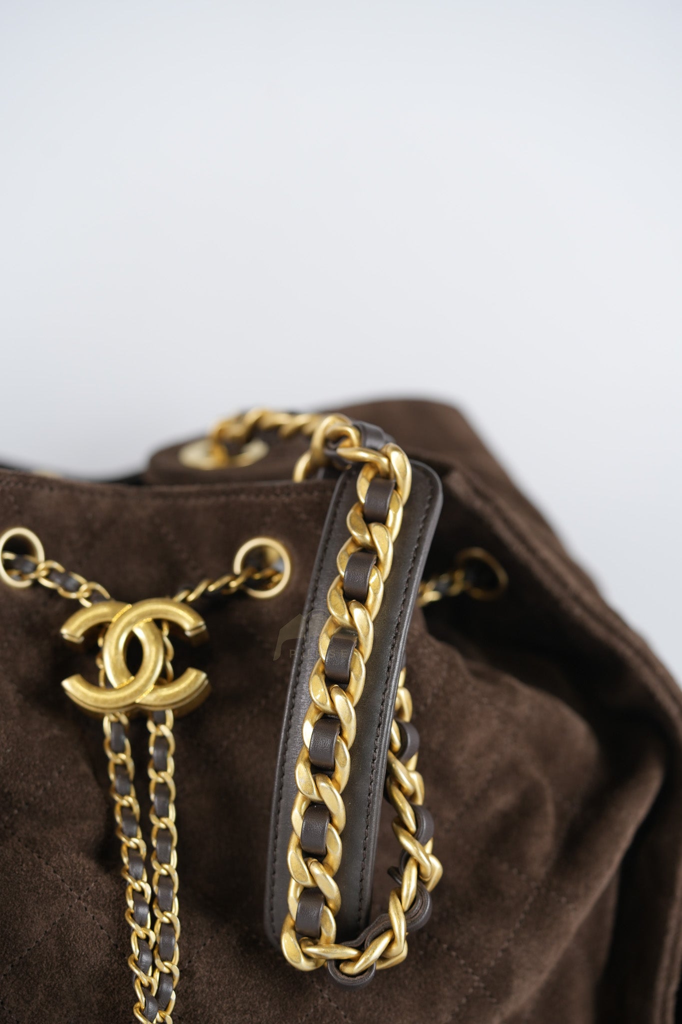 C25 Hobo Bag Medium in Brown Suede Calfskin Leather and Aged Gold Hardware (Microchip)