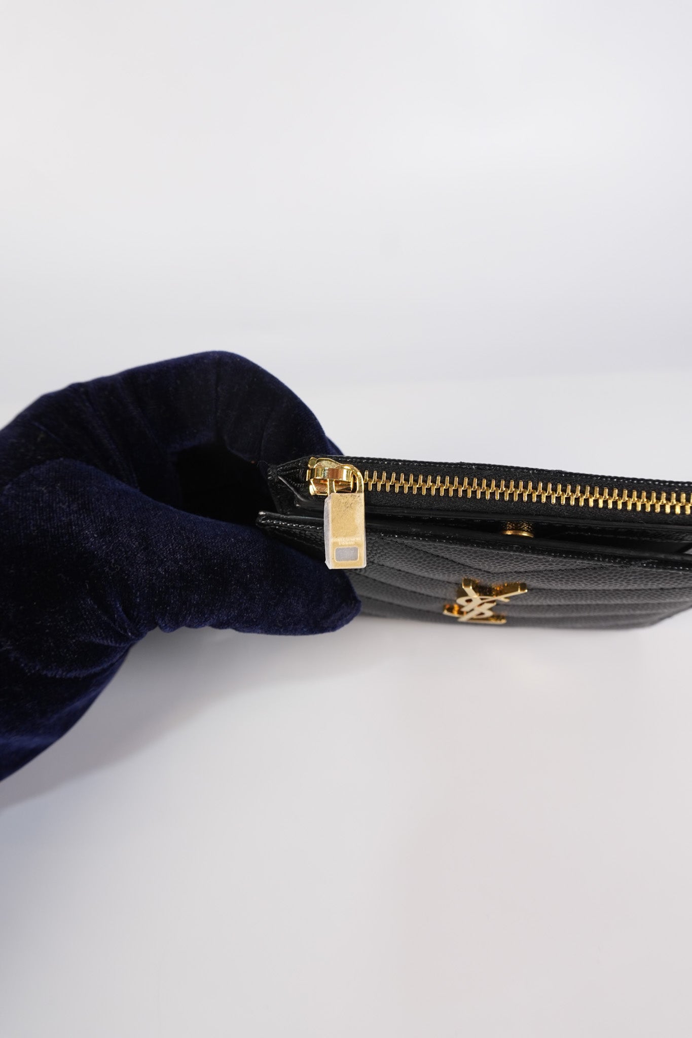 Monogram Black Bi-Fold Zip Wallet Matelasse Leather | Purse Maison Luxury Bags Shop