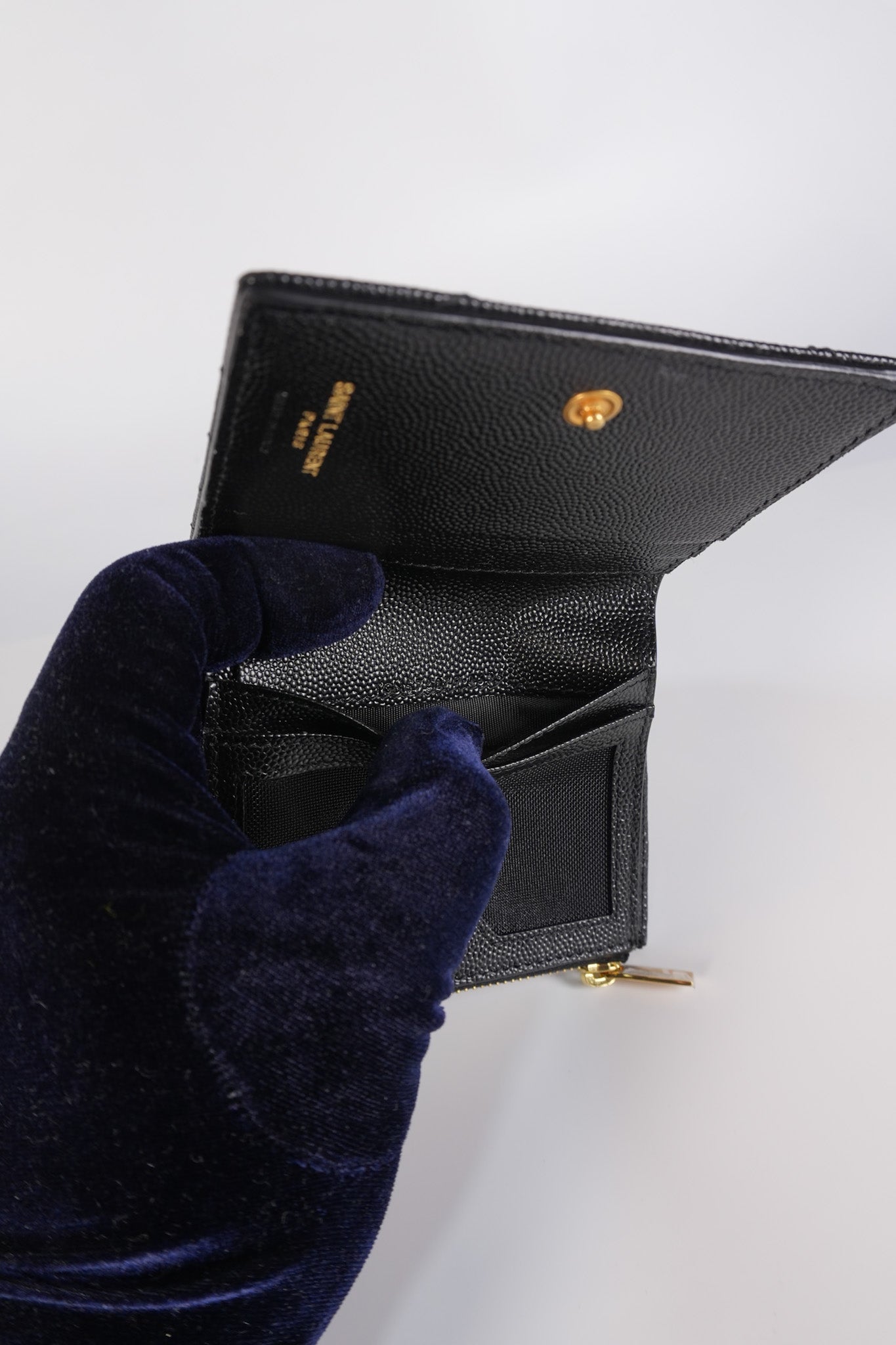 Monogram Black Bi-Fold Zip Wallet Matelasse Leather | Purse Maison Luxury Bags Shop