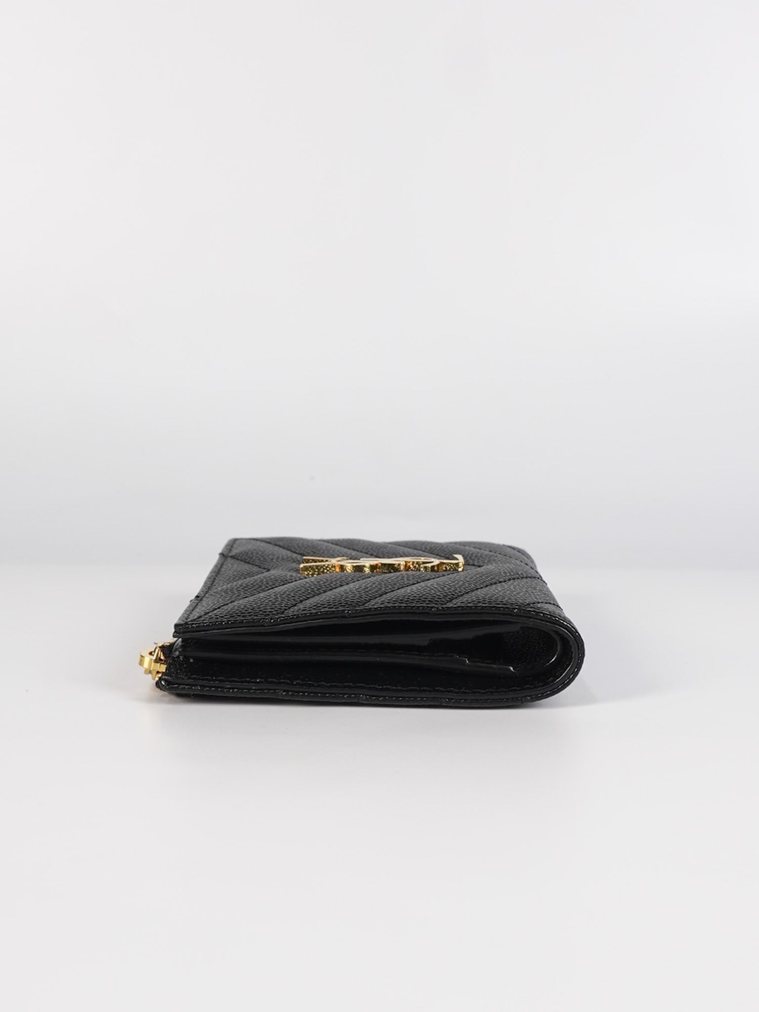 Monogram Black Bi-Fold Zip Wallet Matelasse Leather | Purse Maison Luxury Bags Shop