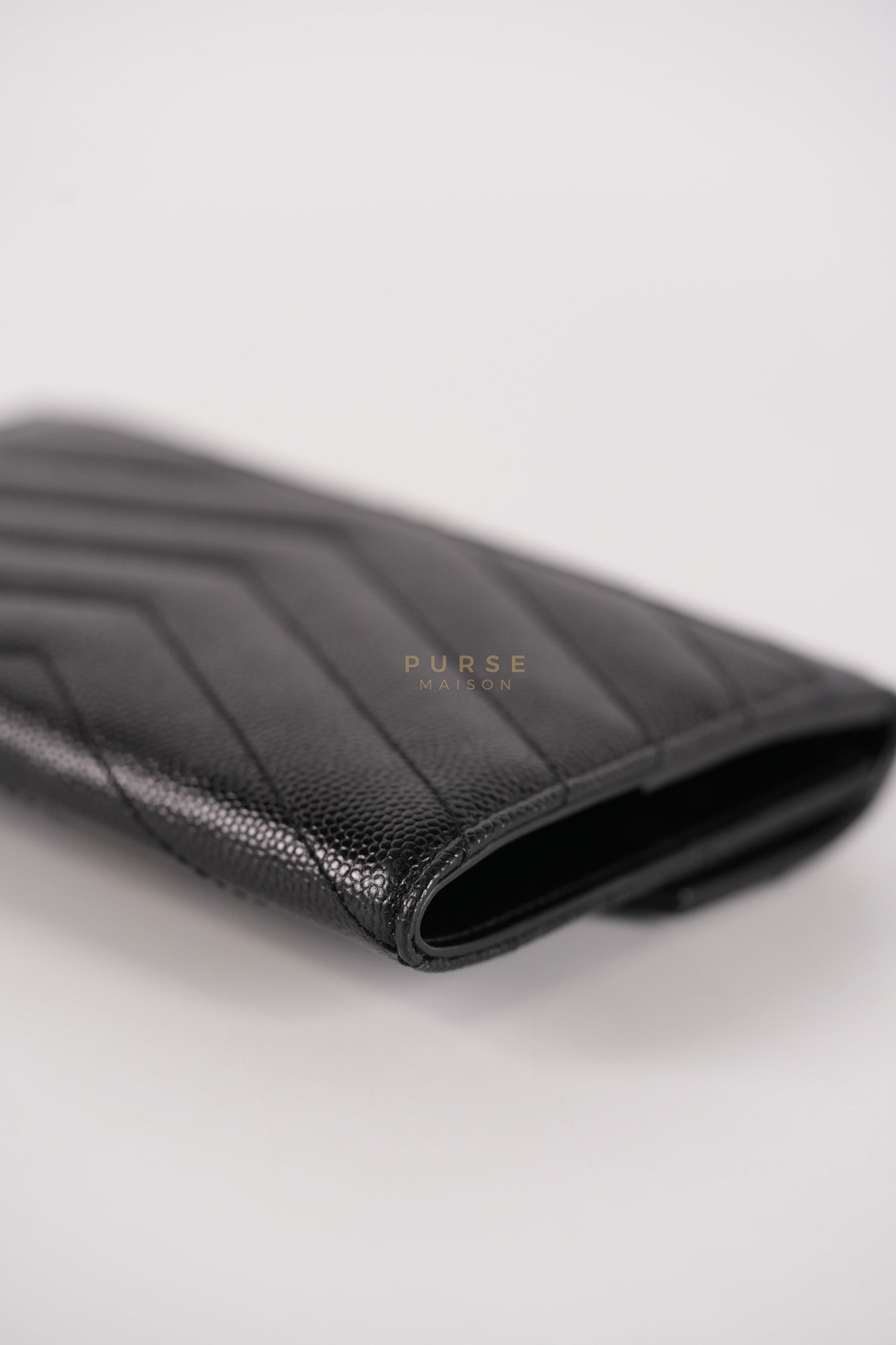 Monogram Compact Trifold Wallet in Black Grained Calfskin Leather | Purse Maison Luxury Bags Shop