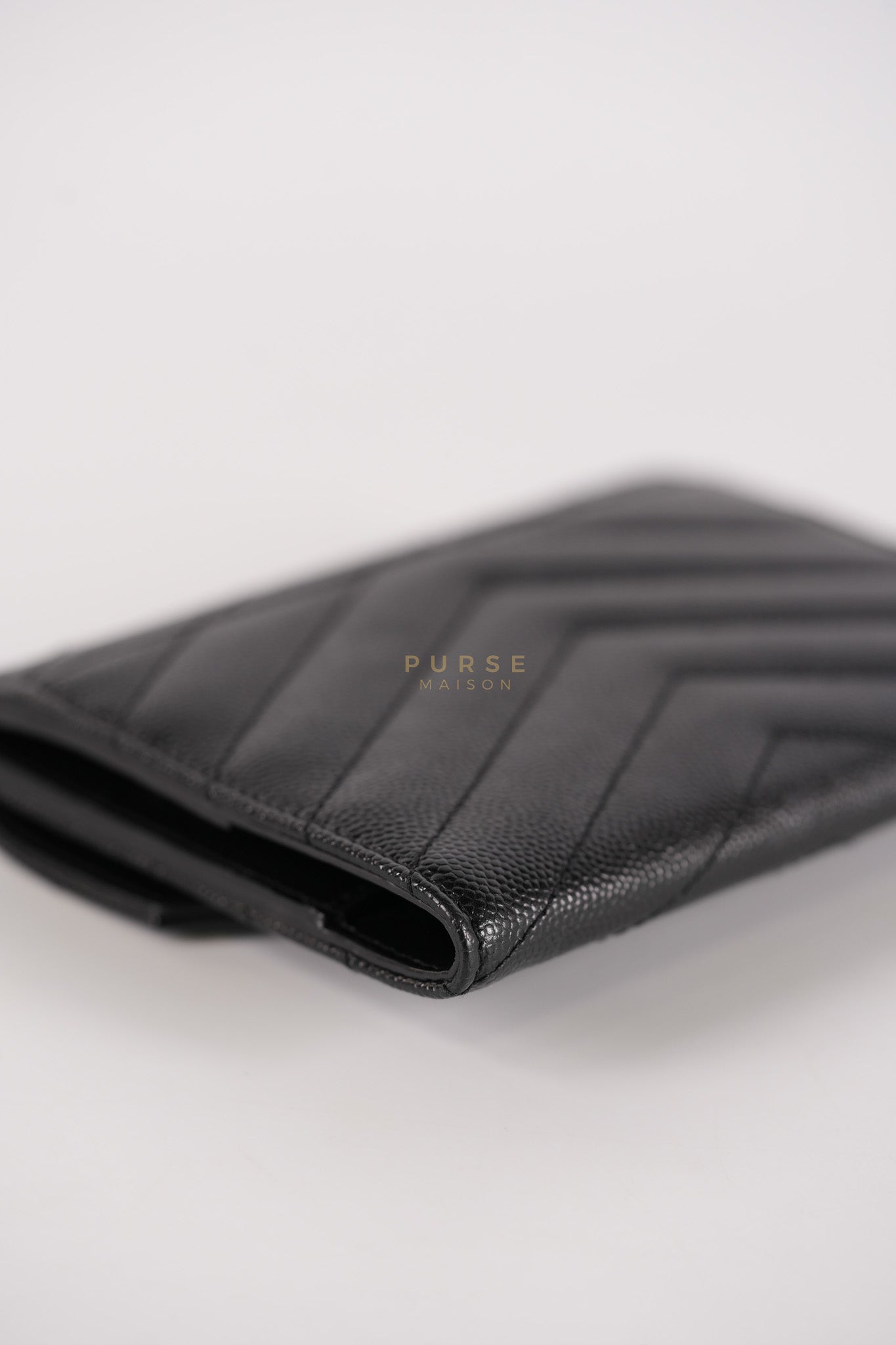 Monogram Compact Trifold Wallet in Black Grained Calfskin Leather | Purse Maison Luxury Bags Shop