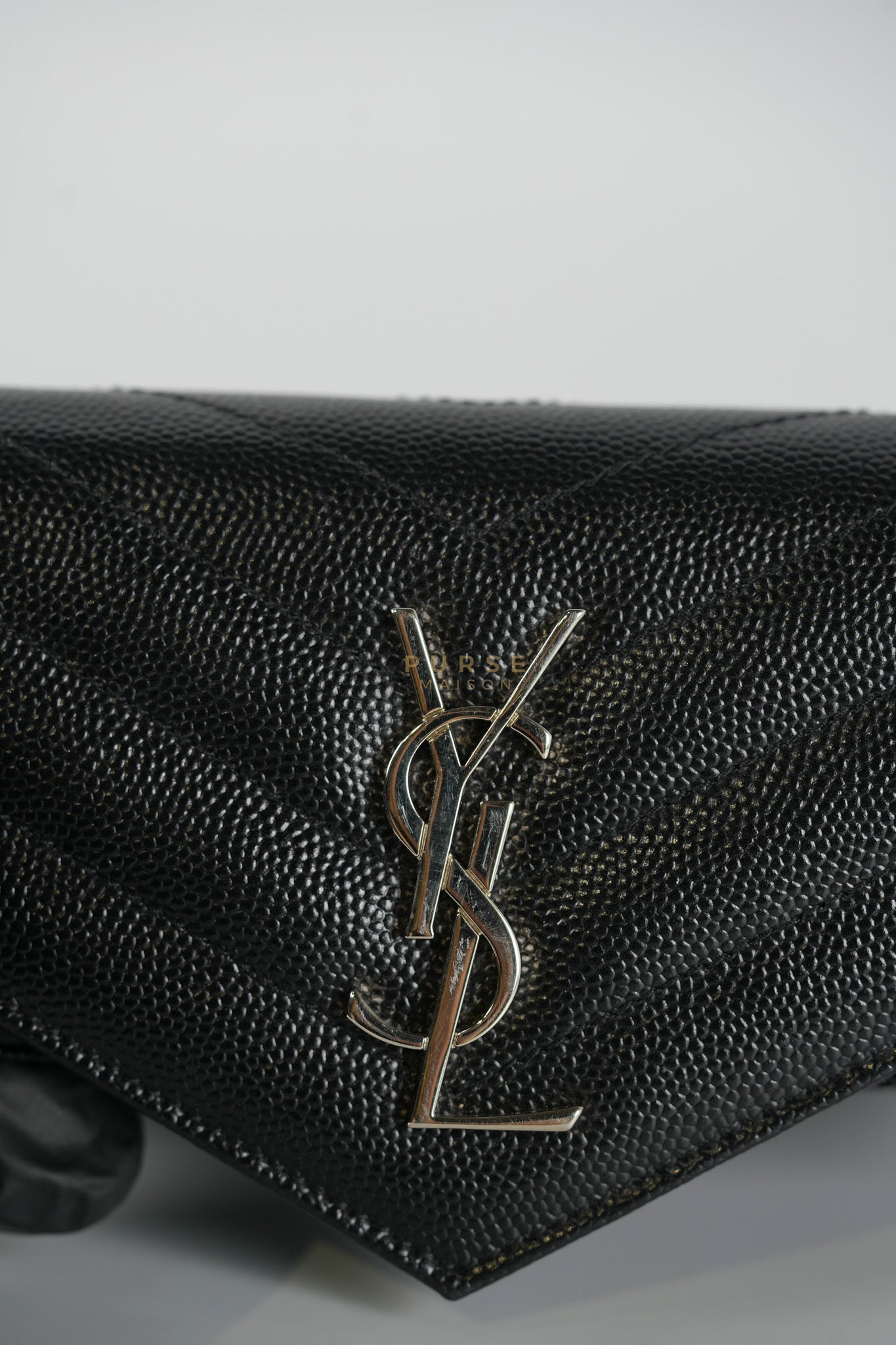 Monogram Compact Trifold Wallet in Black Grained Calfskin Leather | Purse Maison Luxury Bags Shop