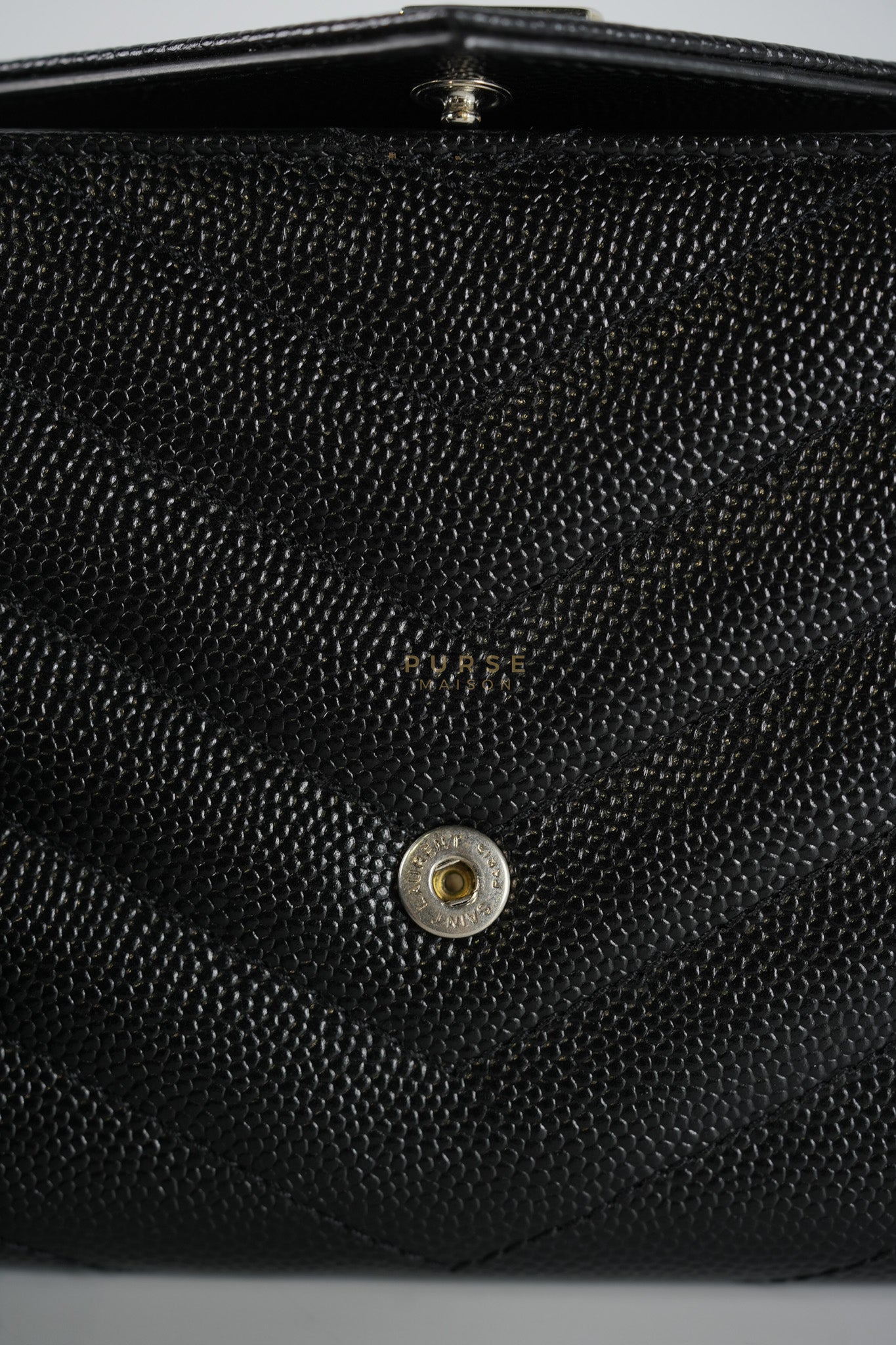 Monogram Compact Trifold Wallet in Black Grained Calfskin Leather | Purse Maison Luxury Bags Shop
