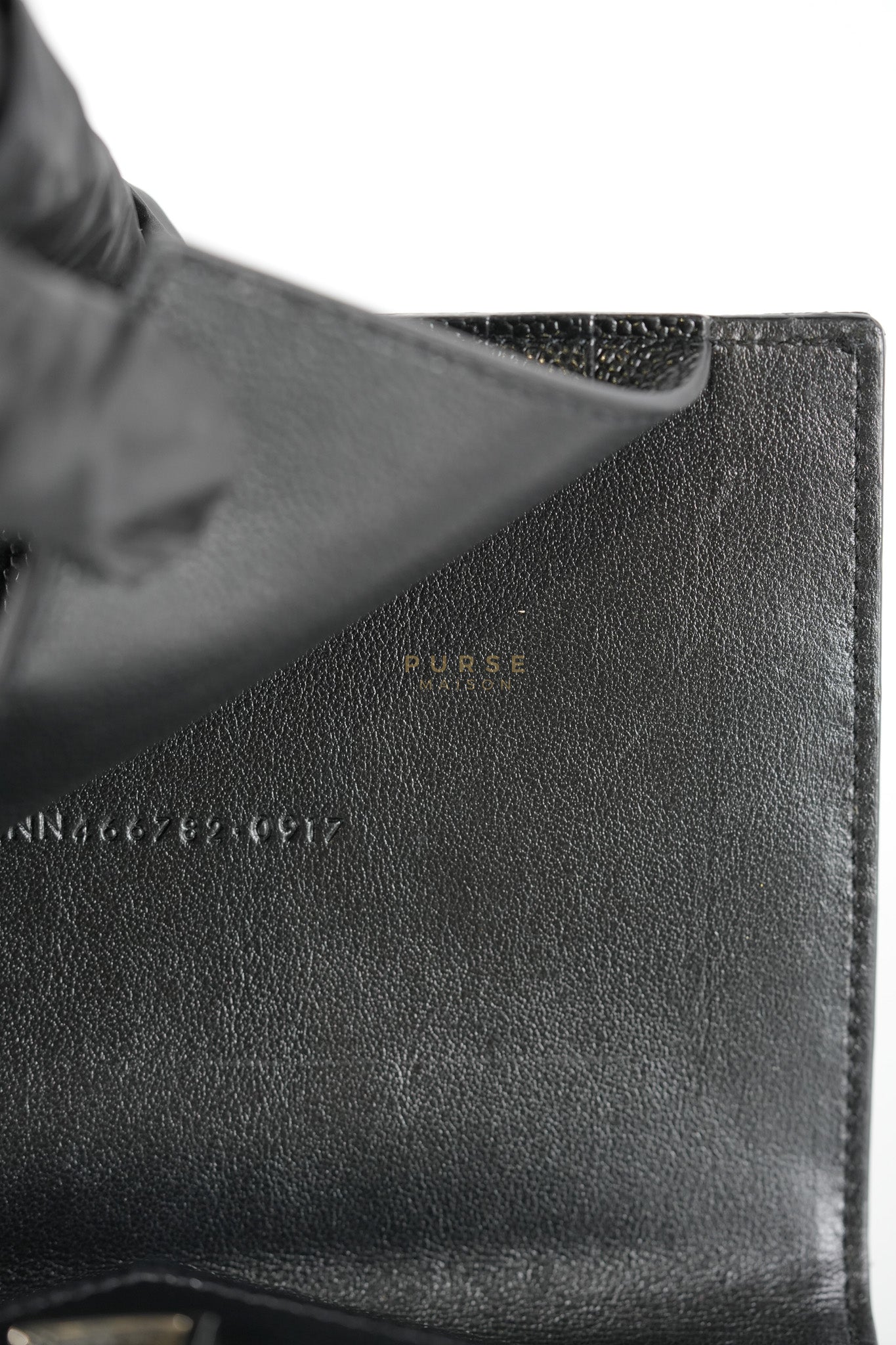 Monogram Compact Trifold Wallet in Black Grained Calfskin Leather | Purse Maison Luxury Bags Shop