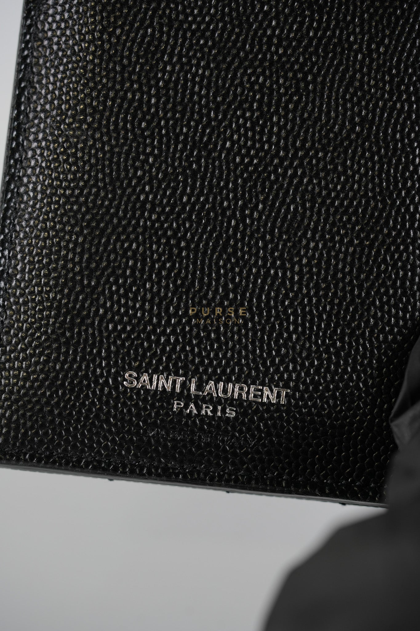 Monogram Compact Trifold Wallet in Black Grained Calfskin Leather | Purse Maison Luxury Bags Shop