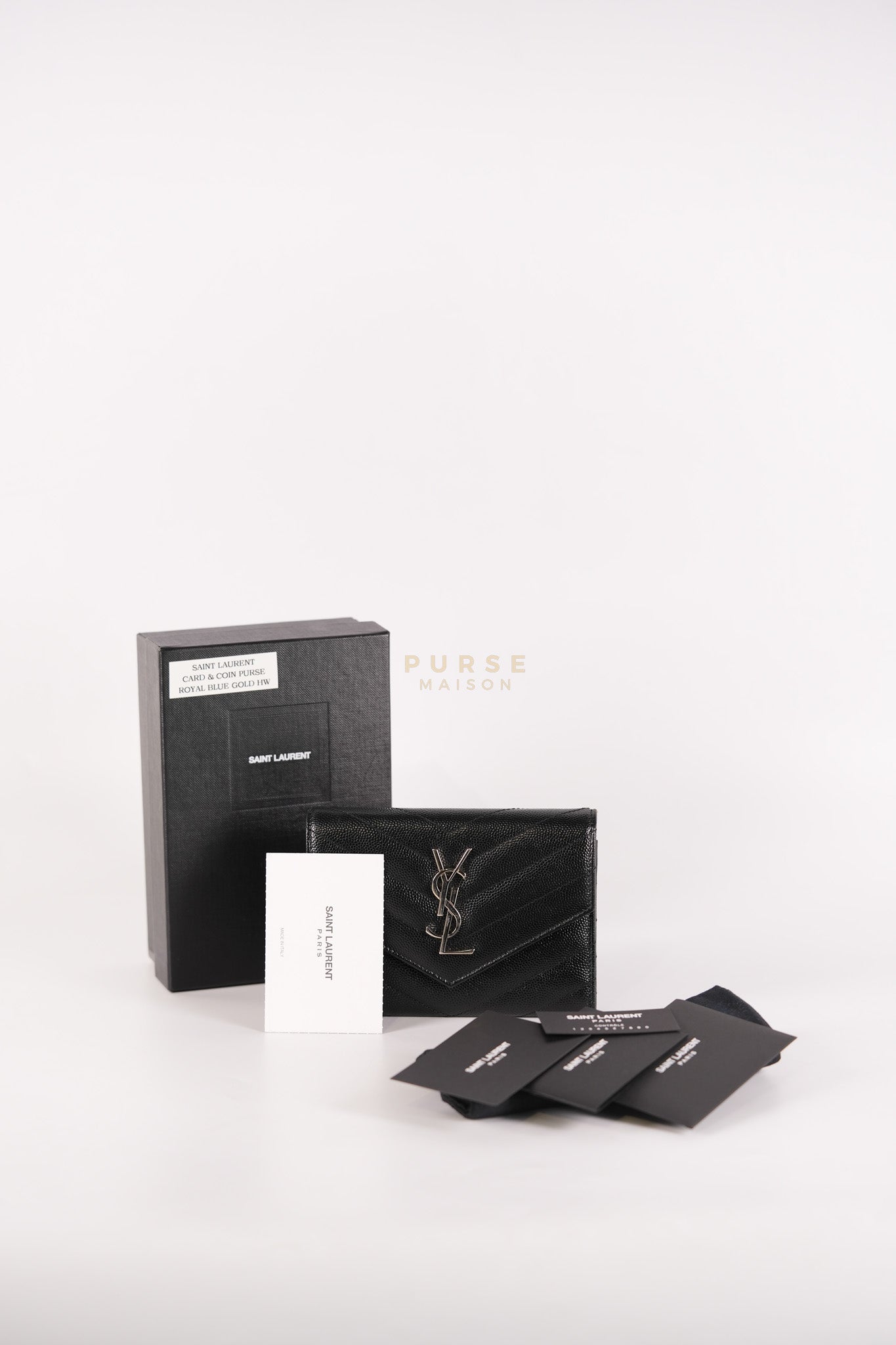 Monogram Compact Trifold Wallet in Black Grained Calfskin Leather | Purse Maison Luxury Bags Shop