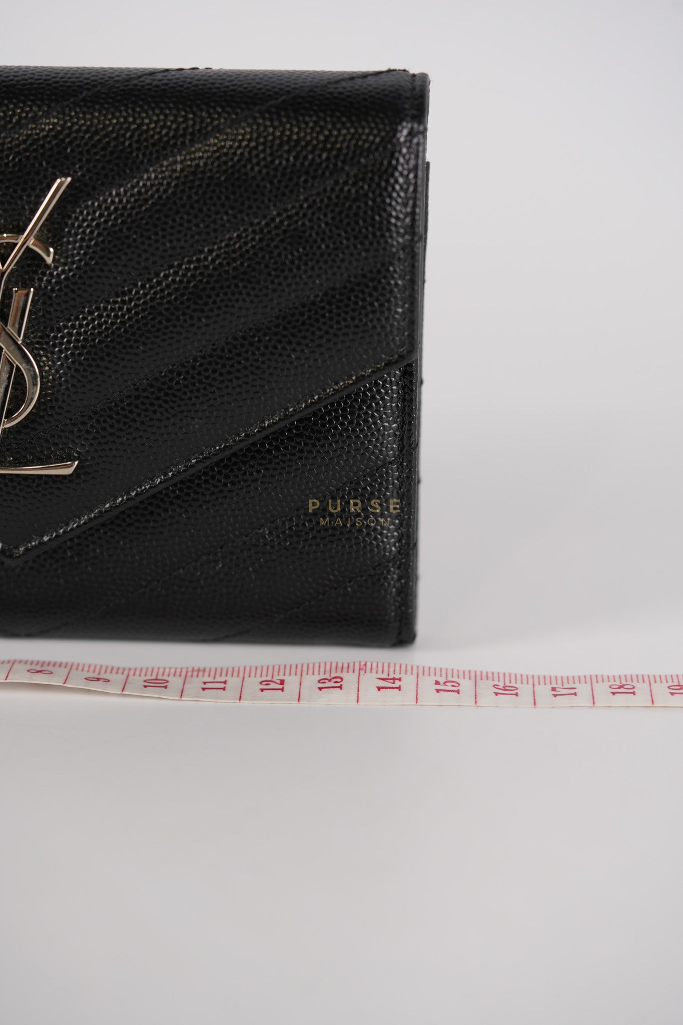 Monogram Compact Trifold Wallet in Black Grained Calfskin Leather | Purse Maison Luxury Bags Shop