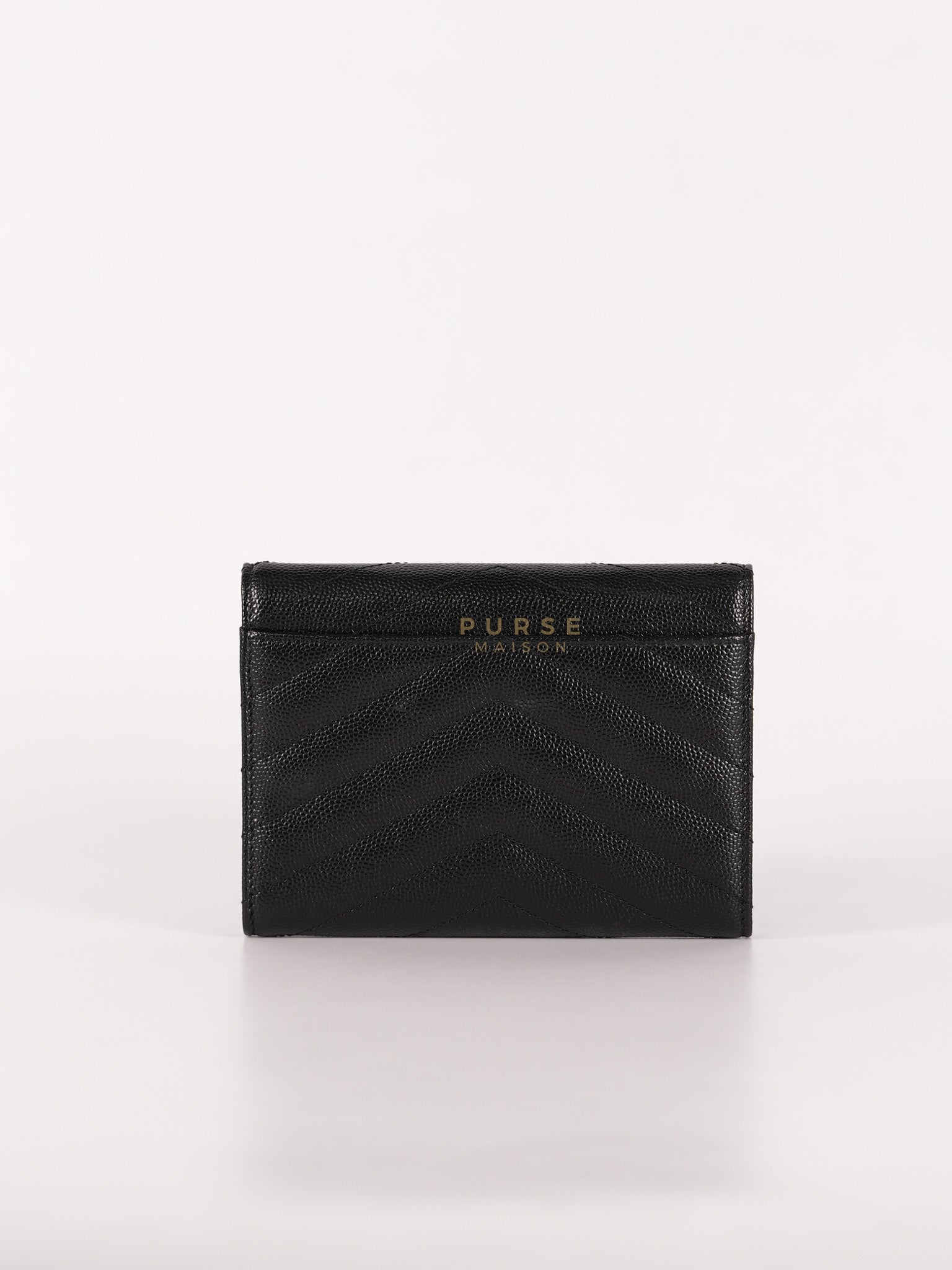 Monogram Compact Trifold Wallet in Black Grained Calfskin Leather | Purse Maison Luxury Bags Shop