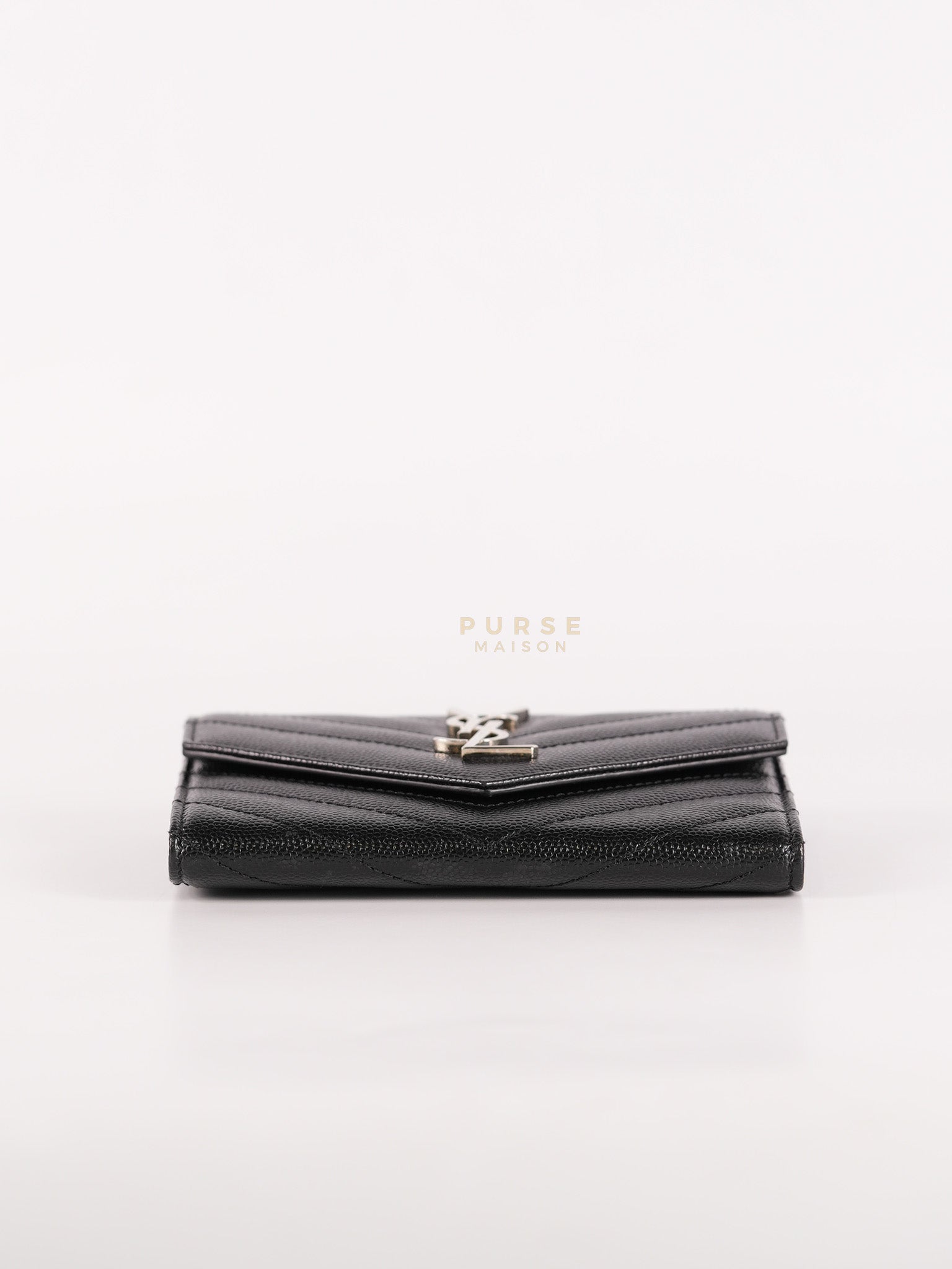 Monogram Compact Trifold Wallet in Black Grained Calfskin Leather | Purse Maison Luxury Bags Shop