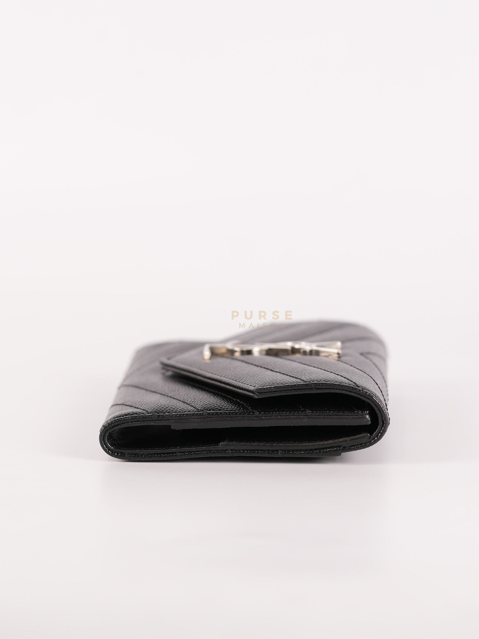 Monogram Compact Trifold Wallet in Black Grained Calfskin Leather | Purse Maison Luxury Bags Shop