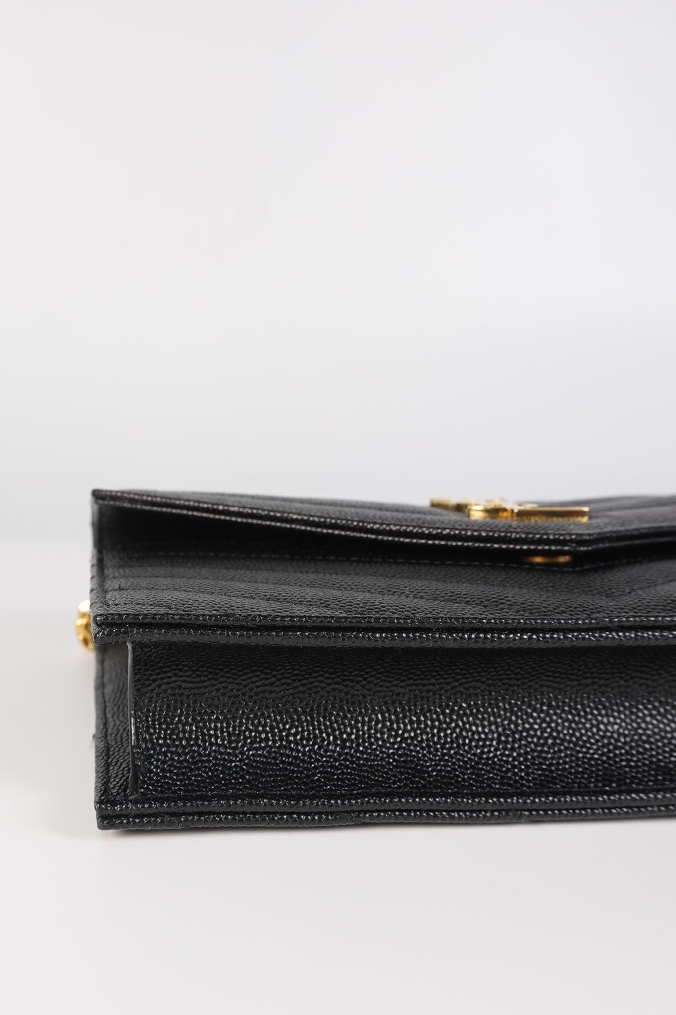 Monogram Envelope Wallet on Chain in Black Chevron Matelasse Grain De Poudre Leather & Gold Hardware | Purse Maison Luxury Bags Shop