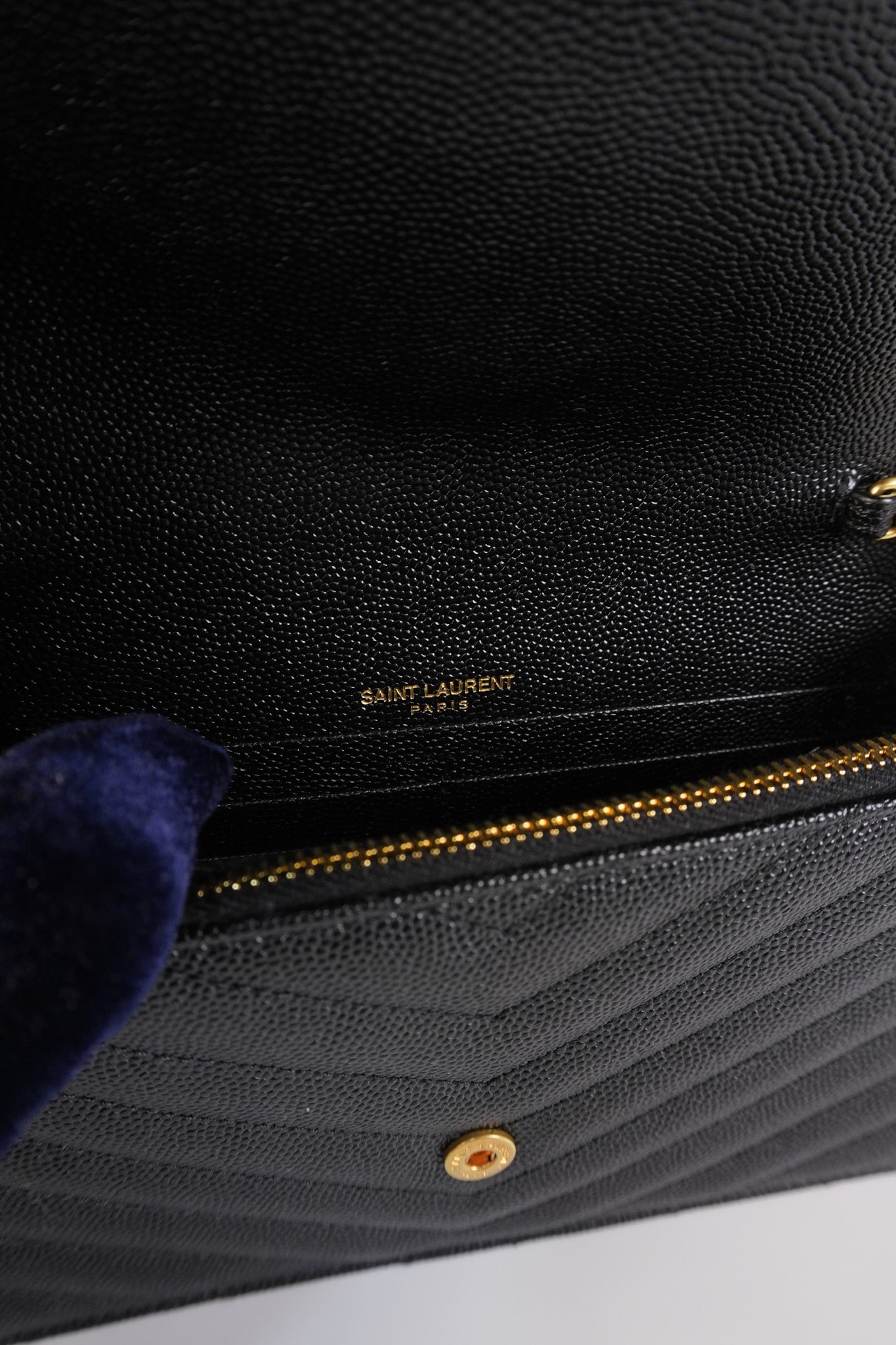 Monogram Envelope Wallet on Chain in Black Chevron Matelasse Grain De Poudre Leather & Gold Hardware | Purse Maison Luxury Bags Shop