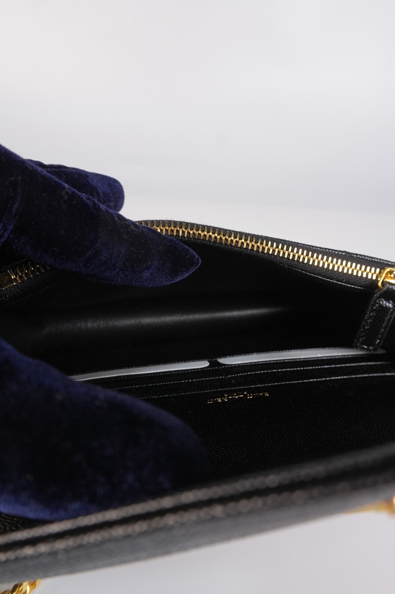 Monogram Envelope Wallet on Chain in Black Chevron Matelasse Grain De Poudre Leather & Gold Hardware | Purse Maison Luxury Bags Shop