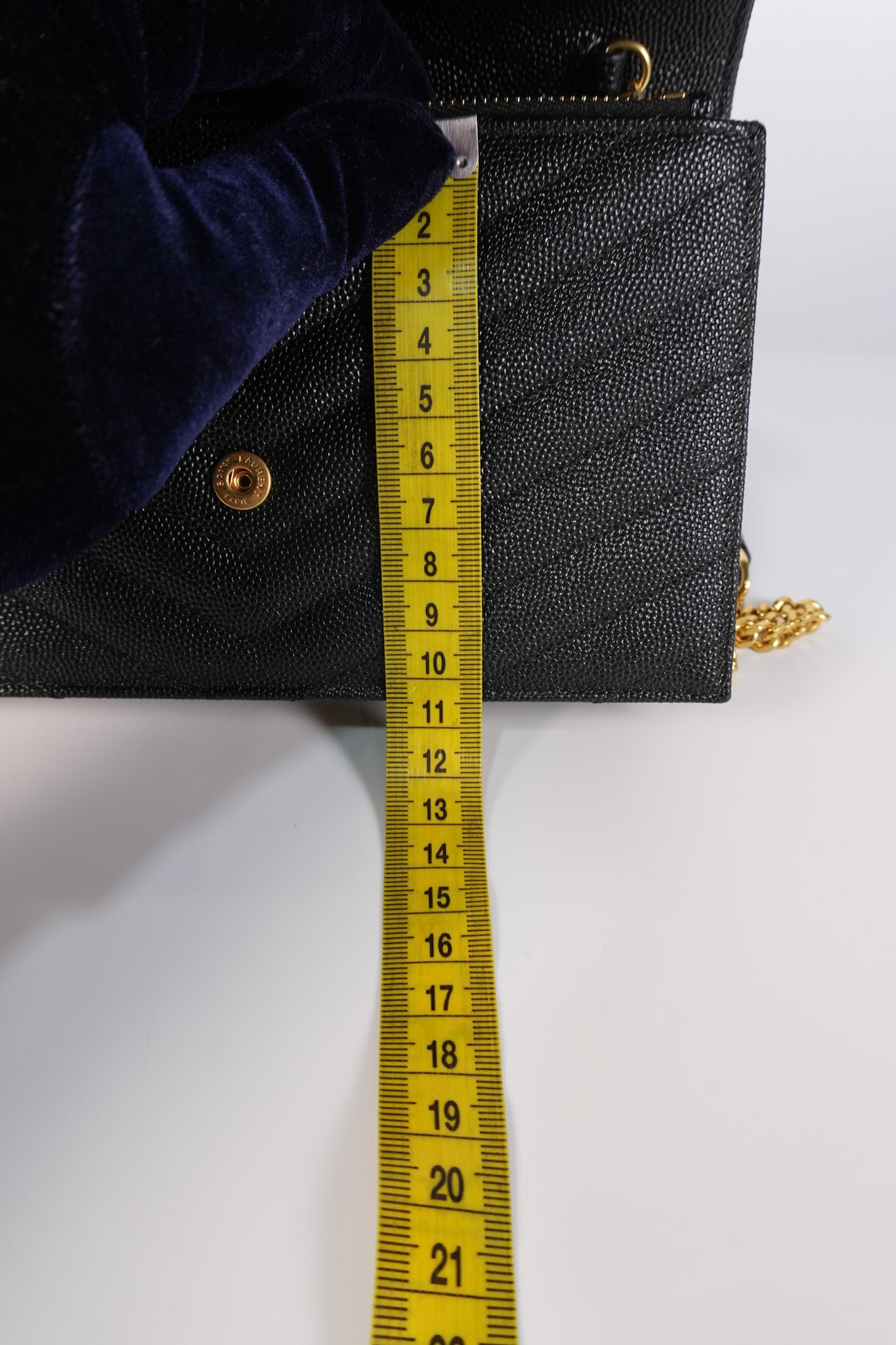 Monogram Envelope Wallet on Chain in Black Chevron Matelasse Grain De Poudre Leather & Gold Hardware | Purse Maison Luxury Bags Shop