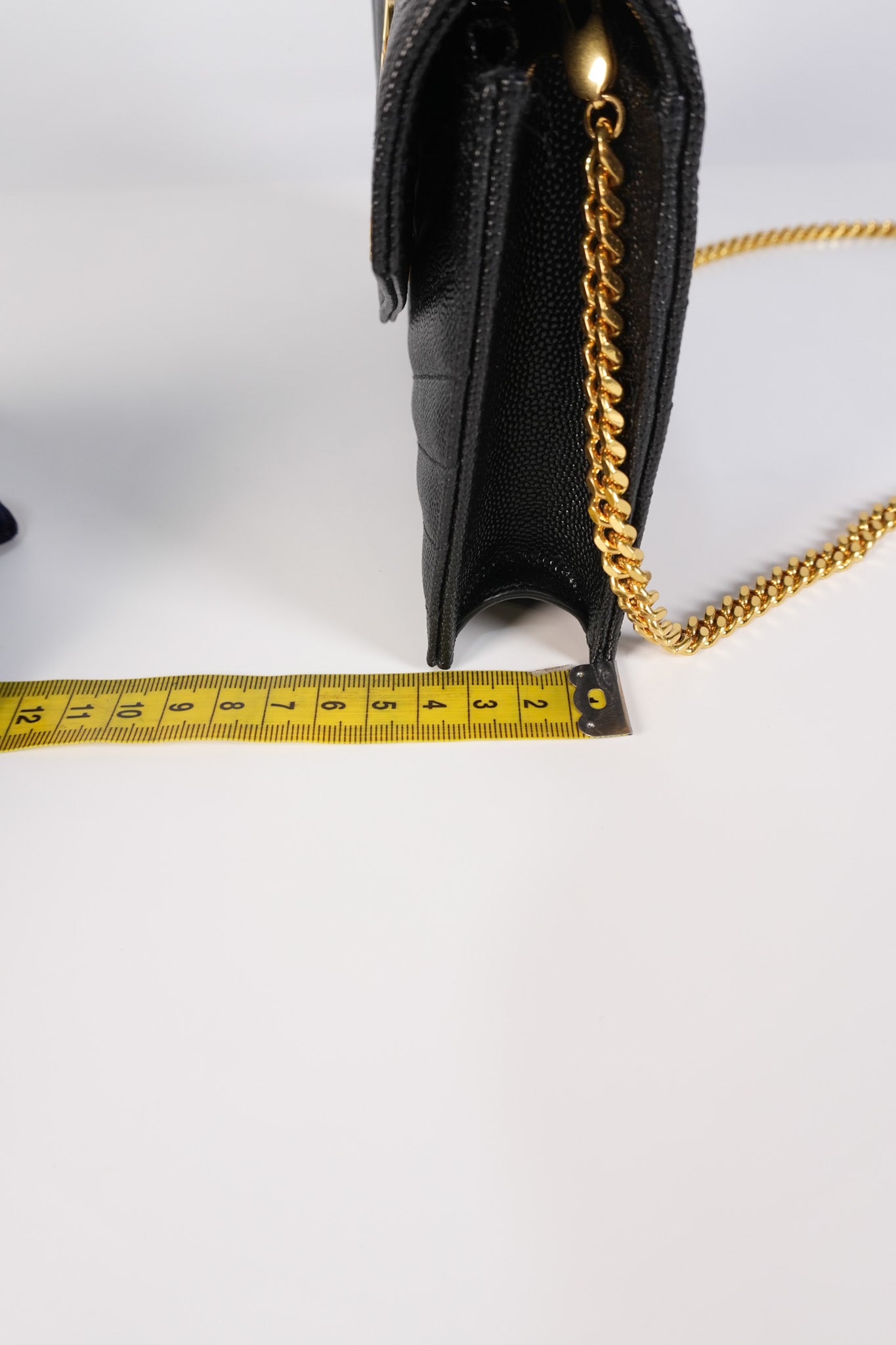 Monogram Envelope Wallet on Chain in Black Chevron Matelasse Grain De Poudre Leather & Gold Hardware | Purse Maison Luxury Bags Shop