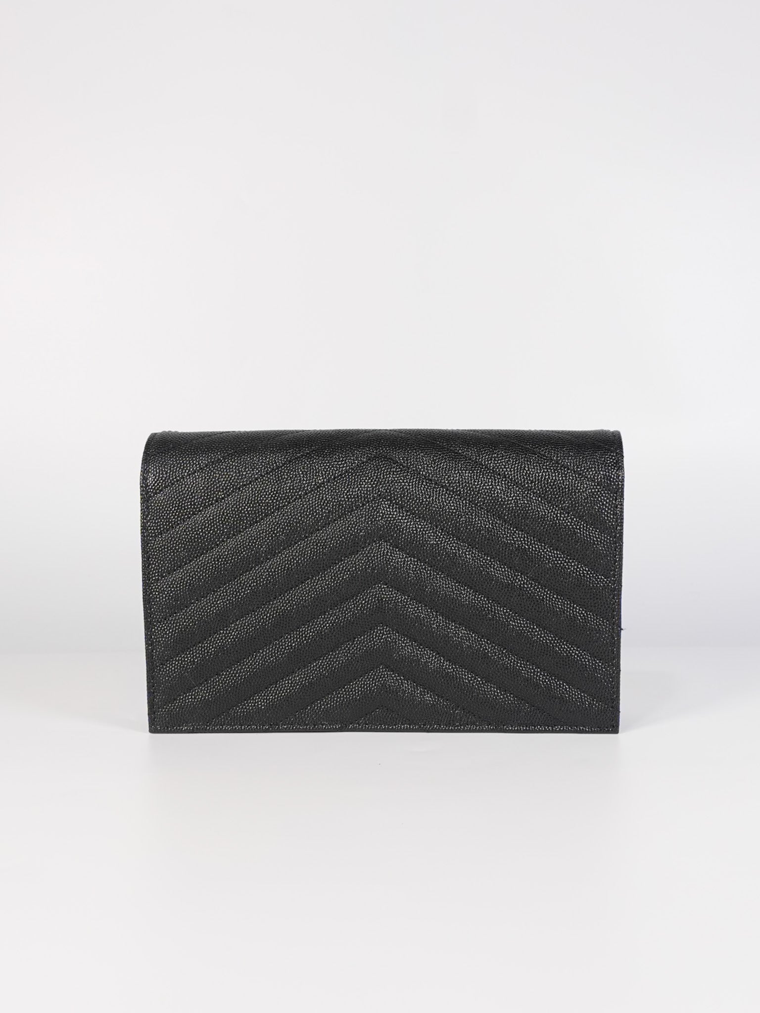 Monogram Envelope Wallet on Chain in Black Chevron Matelasse Grain De Poudre Leather & Gold Hardware | Purse Maison Luxury Bags Shop