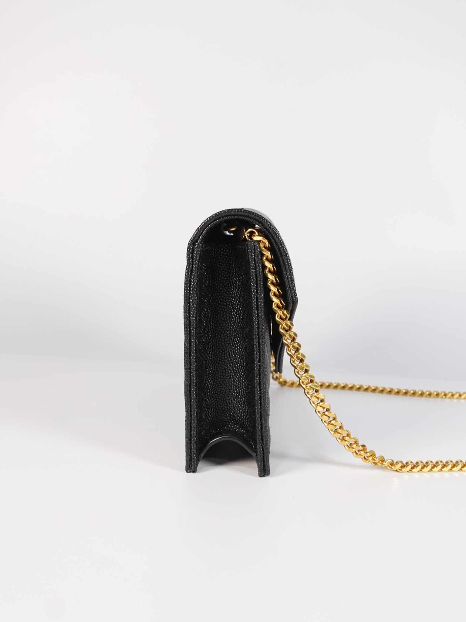 Monogram Envelope Wallet on Chain in Black Chevron Matelasse Grain De Poudre Leather & Gold Hardware | Purse Maison Luxury Bags Shop