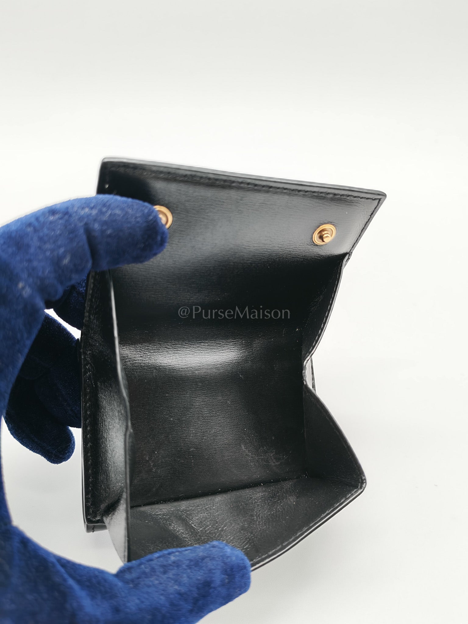 Monogram Portefeuille in Black Lambskin Leather with Coin Pouch Wallet | Purse Maison Luxury Bags Shop