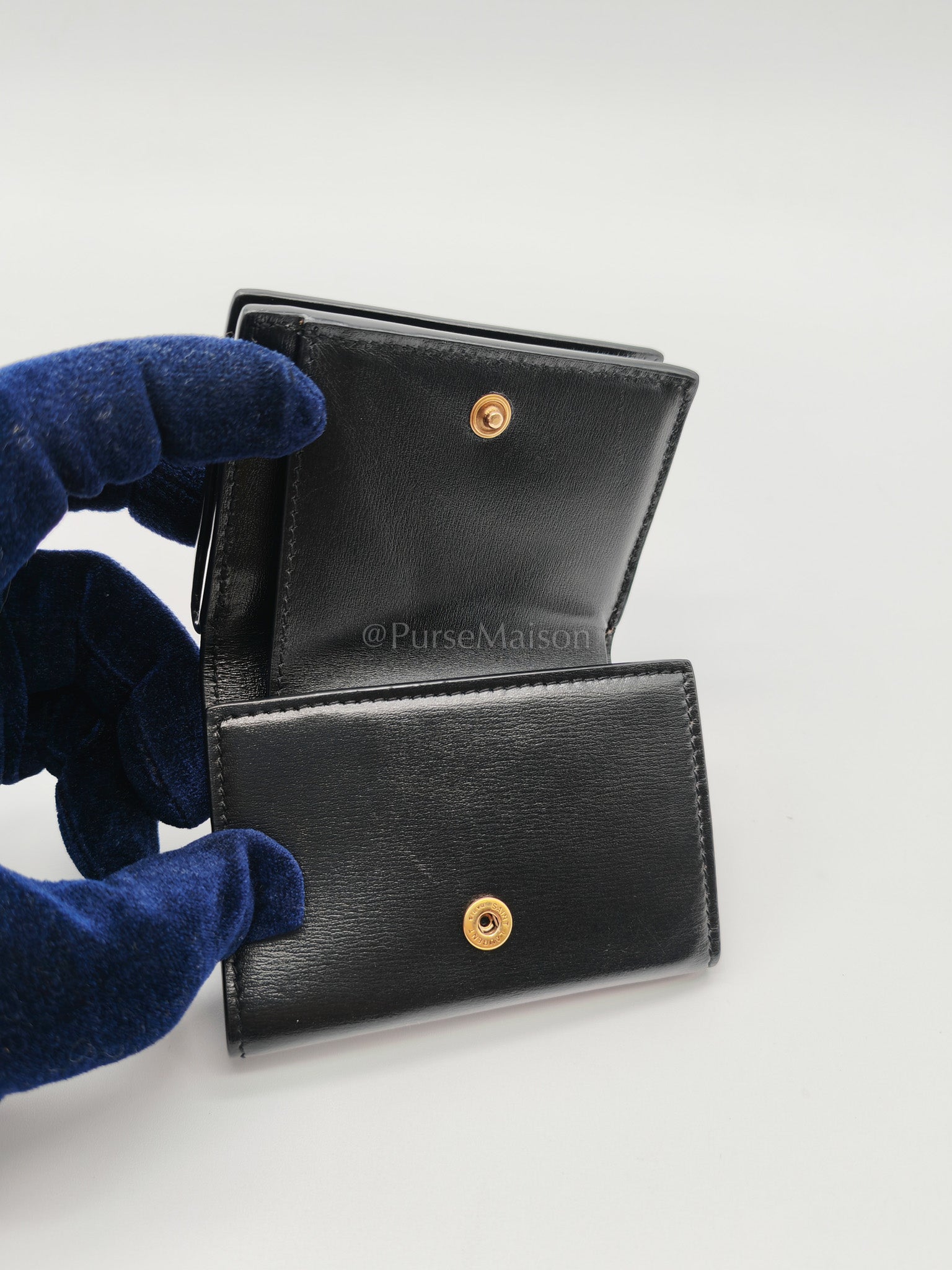 Monogram Portefeuille in Black Lambskin Leather with Coin Pouch Wallet | Purse Maison Luxury Bags Shop