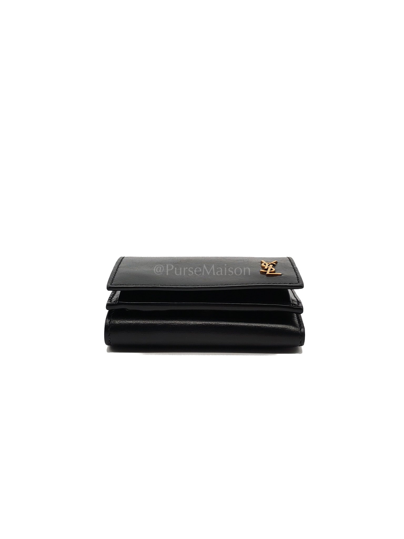 Monogram Portefeuille in Black Lambskin Leather with Coin Pouch Wallet | Purse Maison Luxury Bags Shop