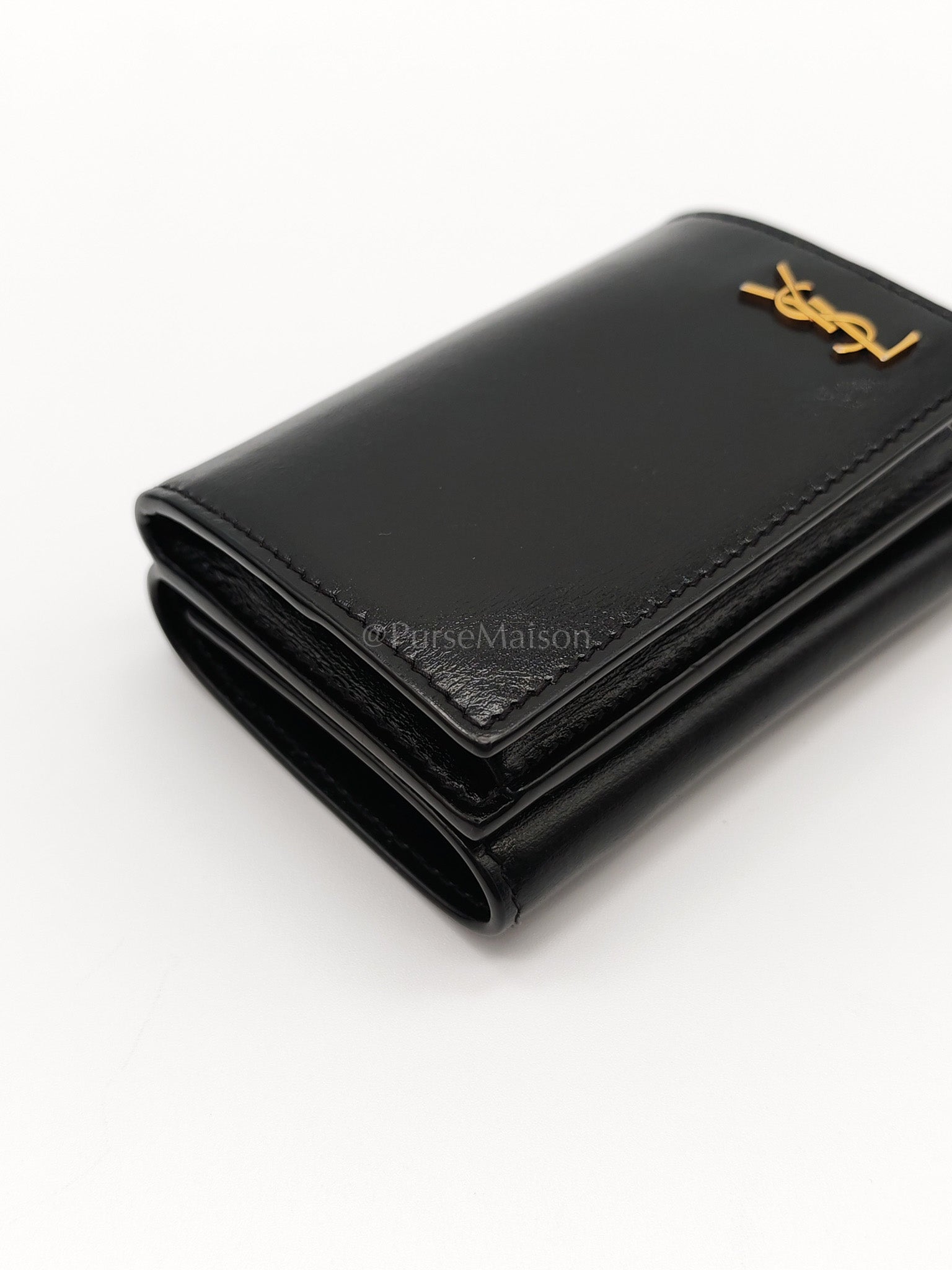 Monogram Portefeuille in Black Lambskin Leather with Coin Pouch Wallet | Purse Maison Luxury Bags Shop