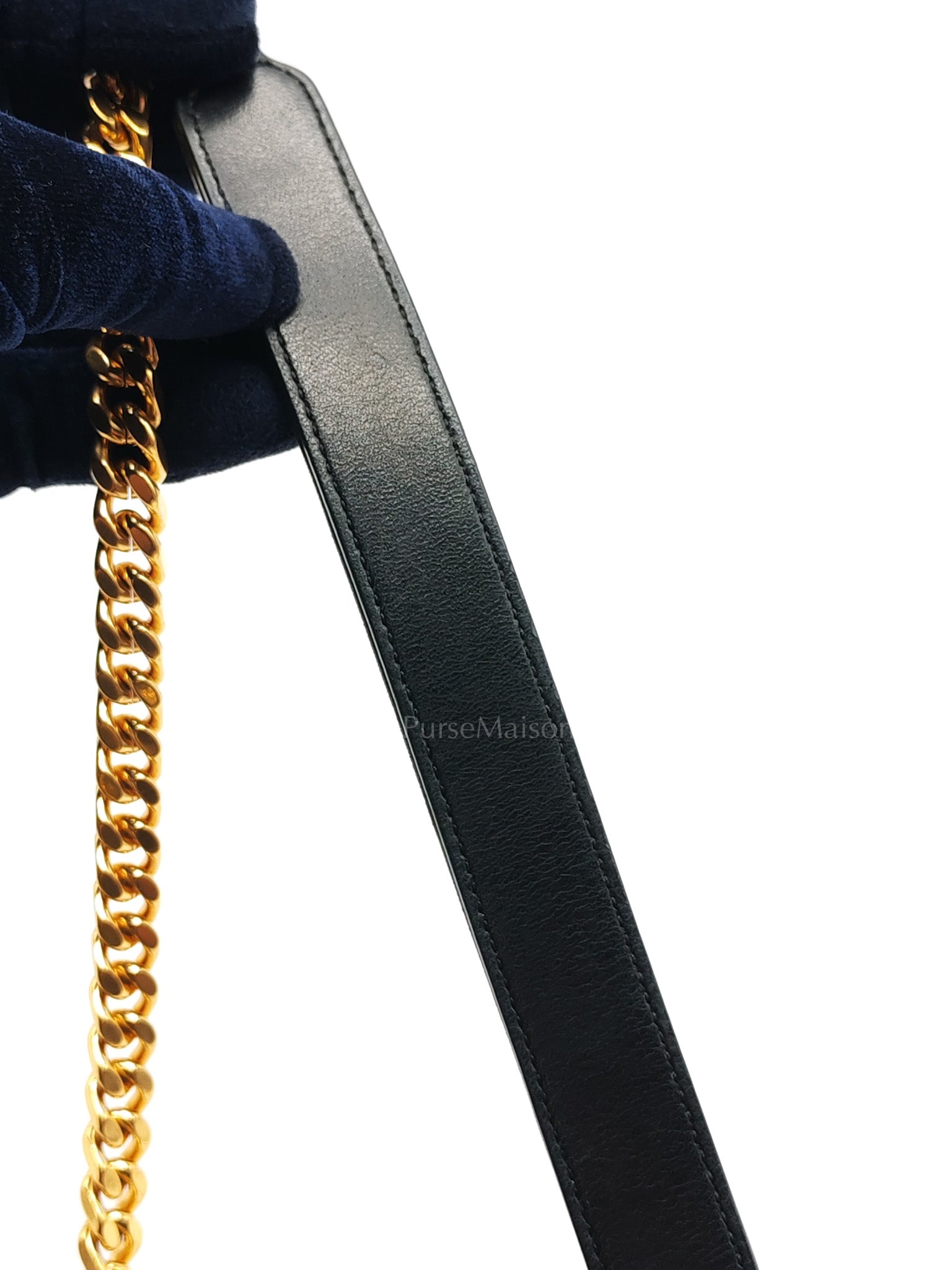 Monogram Vicky Chain Bag Small in Black Lambskin Leather & Gold Hardware | Purse Maison Luxury Bags Shop