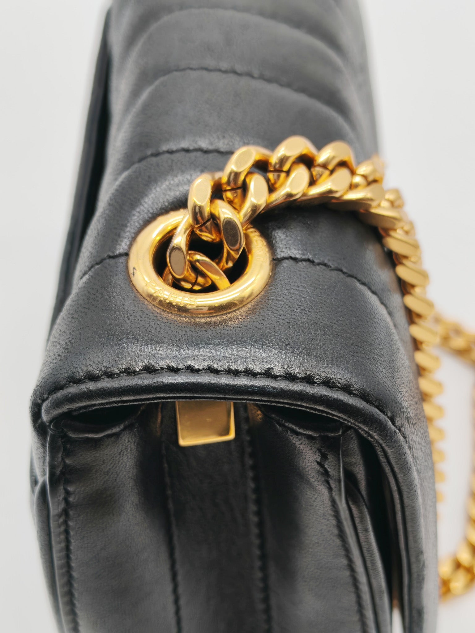 Monogram Vicky Chain Bag Small in Black Lambskin Leather & Gold Hardware | Purse Maison Luxury Bags Shop