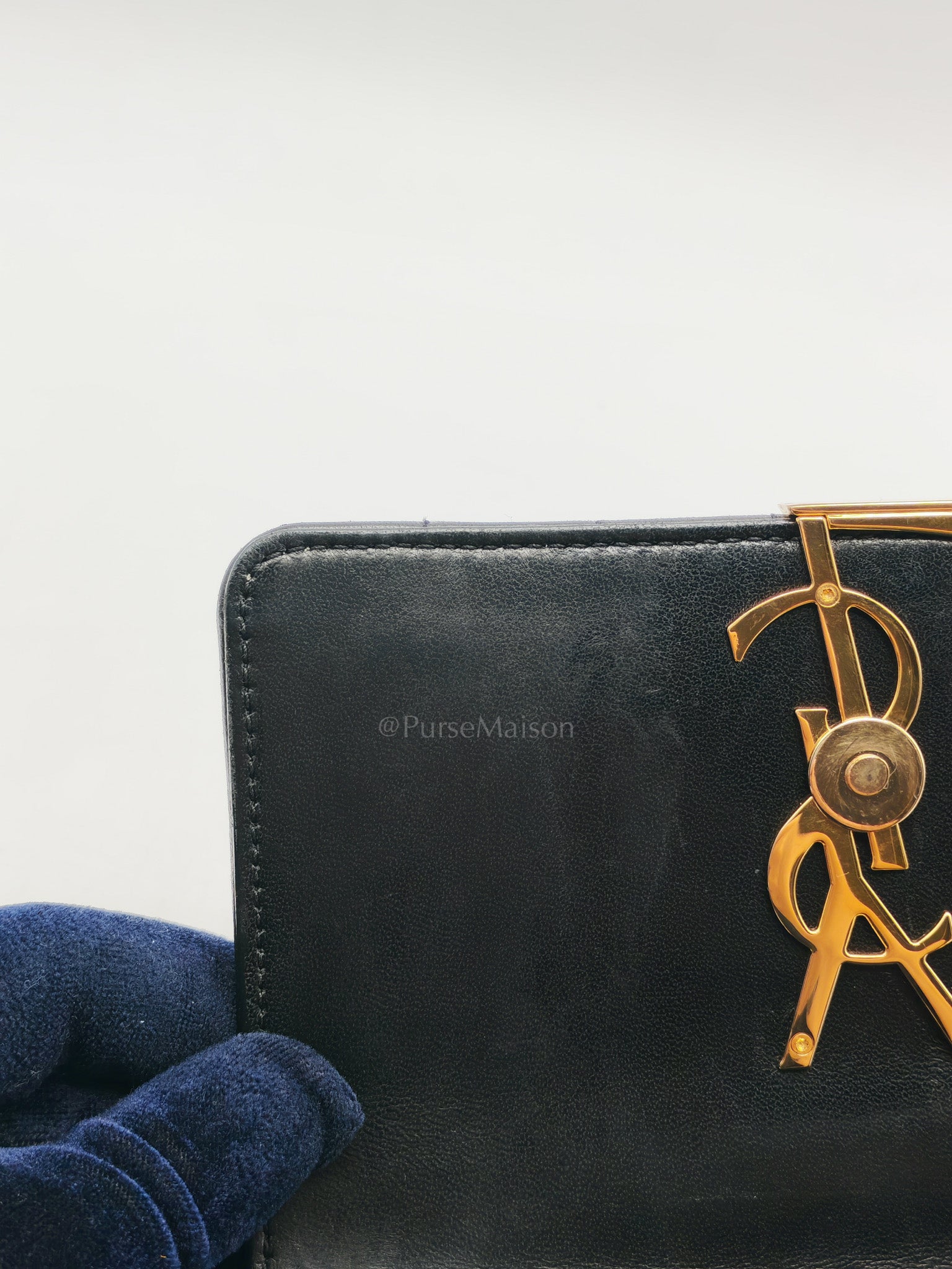 Monogram Vicky Chain Bag Small in Black Lambskin Leather & Gold Hardware | Purse Maison Luxury Bags Shop