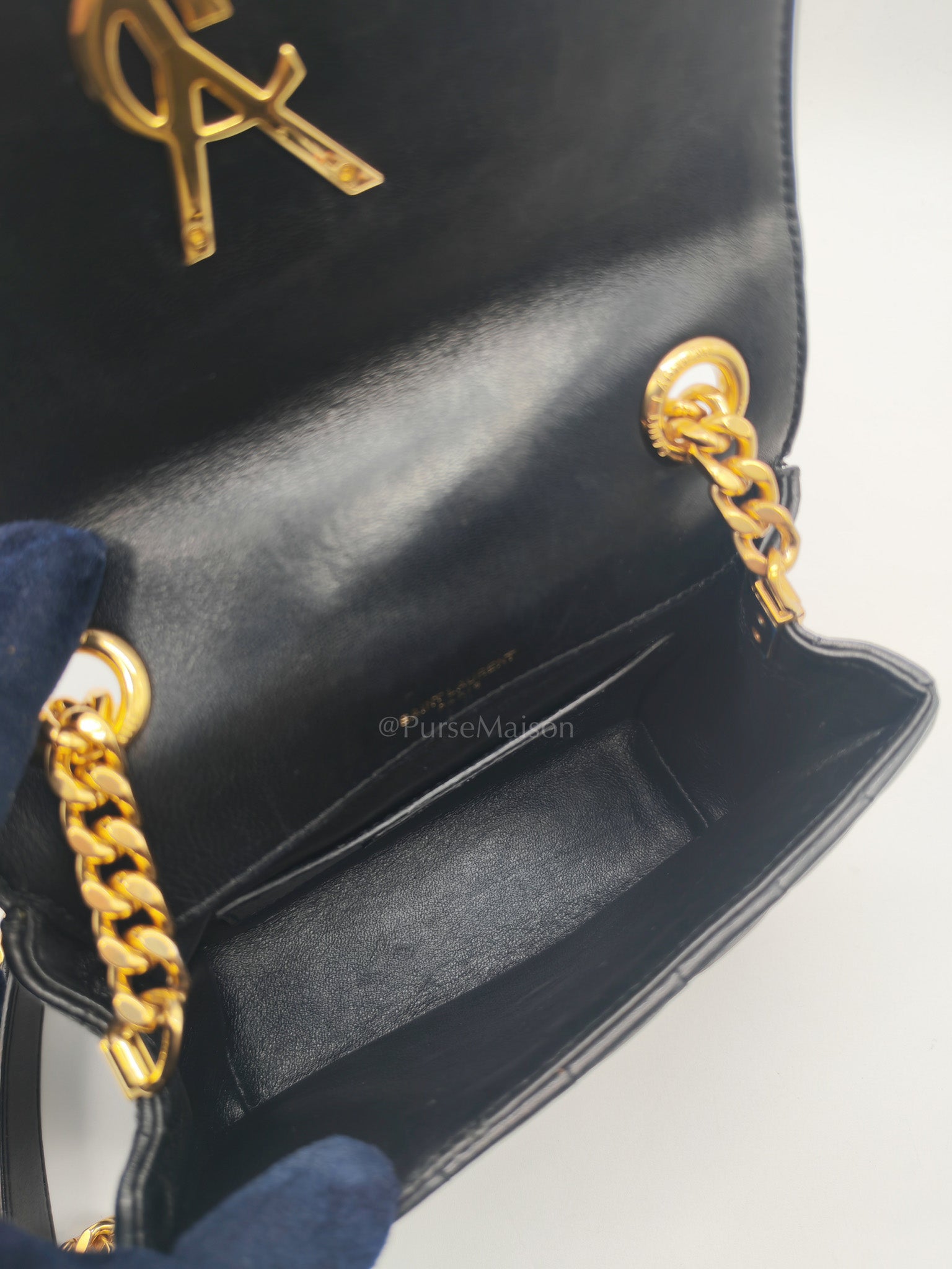 Monogram Vicky Chain Bag Small in Black Lambskin Leather & Gold Hardware | Purse Maison Luxury Bags Shop
