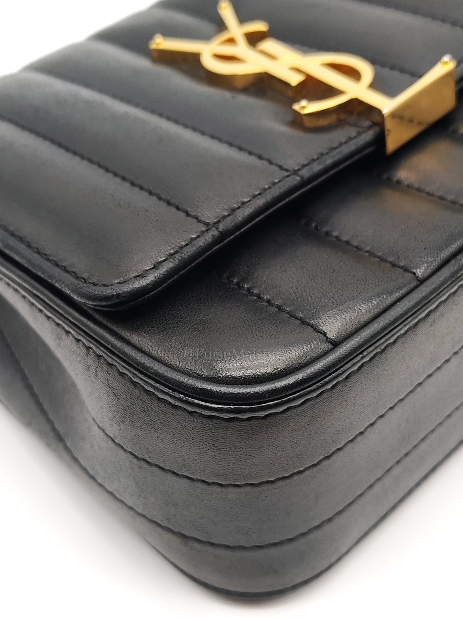 Monogram Vicky Chain Bag Small in Black Lambskin Leather & Gold Hardware | Purse Maison Luxury Bags Shop