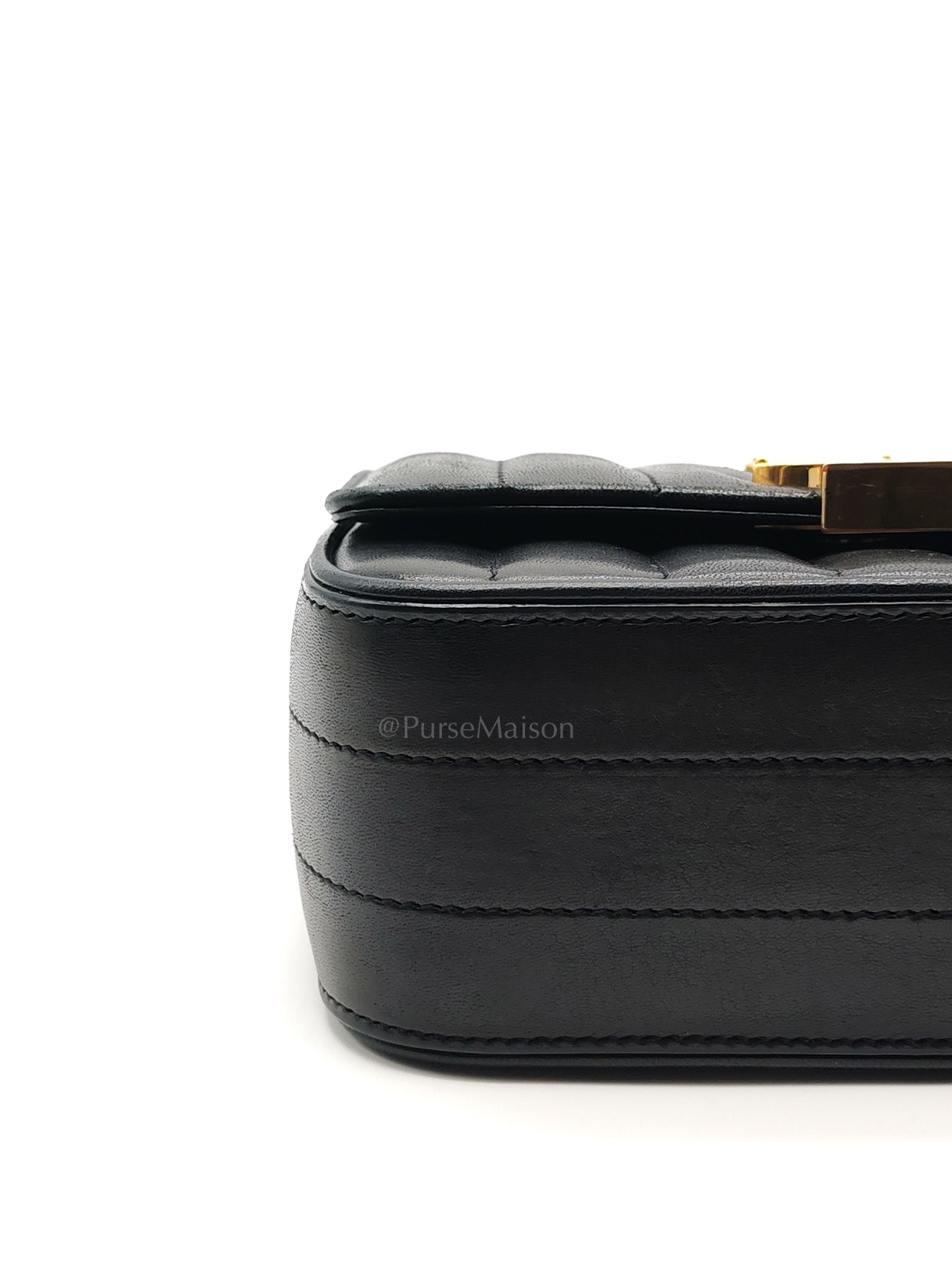 Monogram Vicky Chain Bag Small in Black Lambskin Leather & Gold Hardware | Purse Maison Luxury Bags Shop