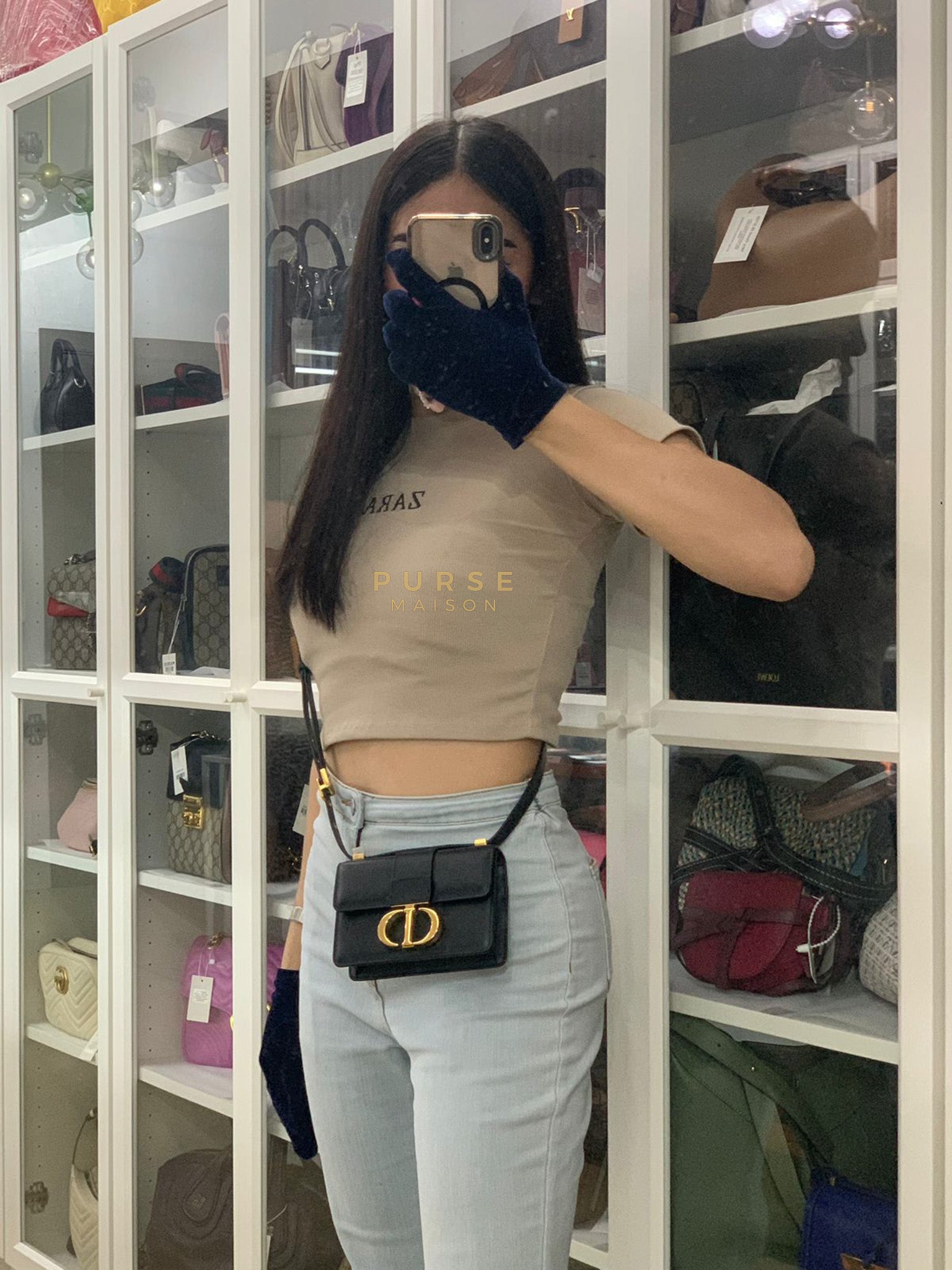 Montaigne 30 Micro Black Calfskin Leather | Purse Maison Luxury Bags Shop