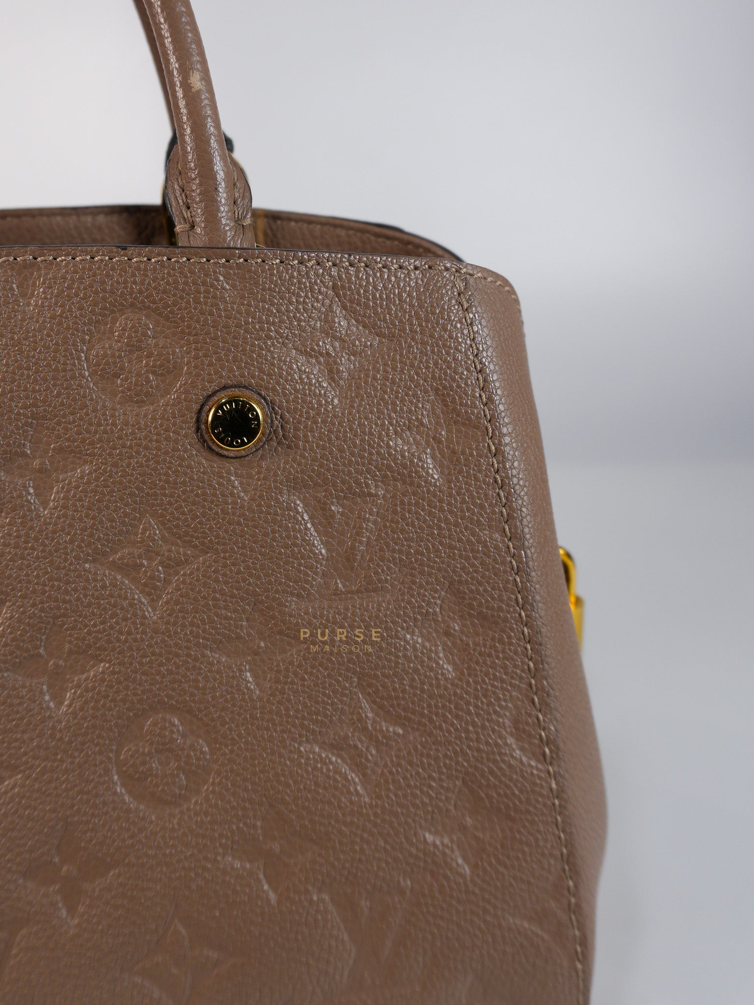 Montaigne BB in Taupe Monogram Empreinte Leather (Date Code: SP1197) | Purse Maison Luxury Bags Shop