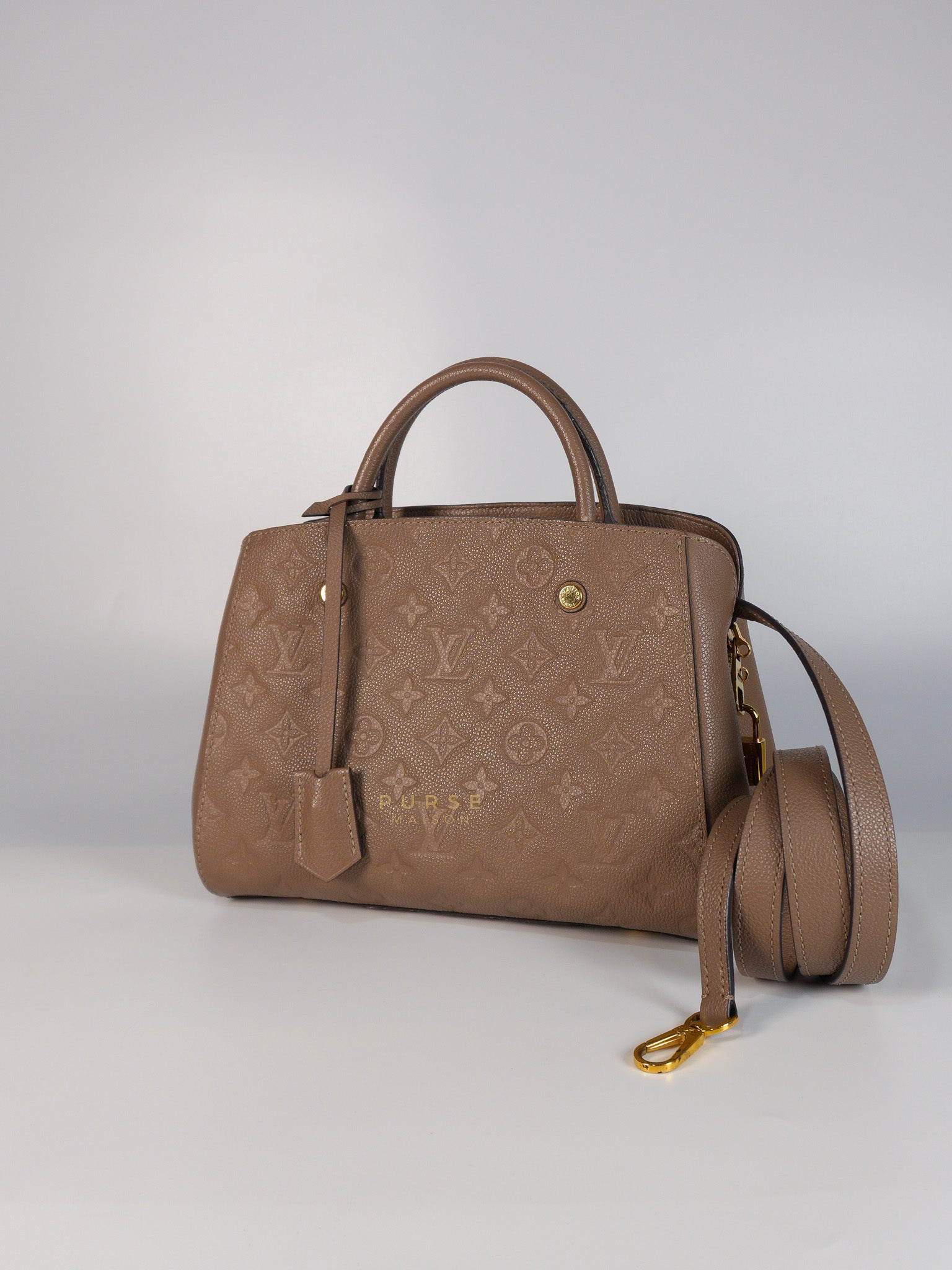 Montaigne BB in Taupe Monogram Empreinte Leather (Date Code: SP1197) | Purse Maison Luxury Bags Shop
