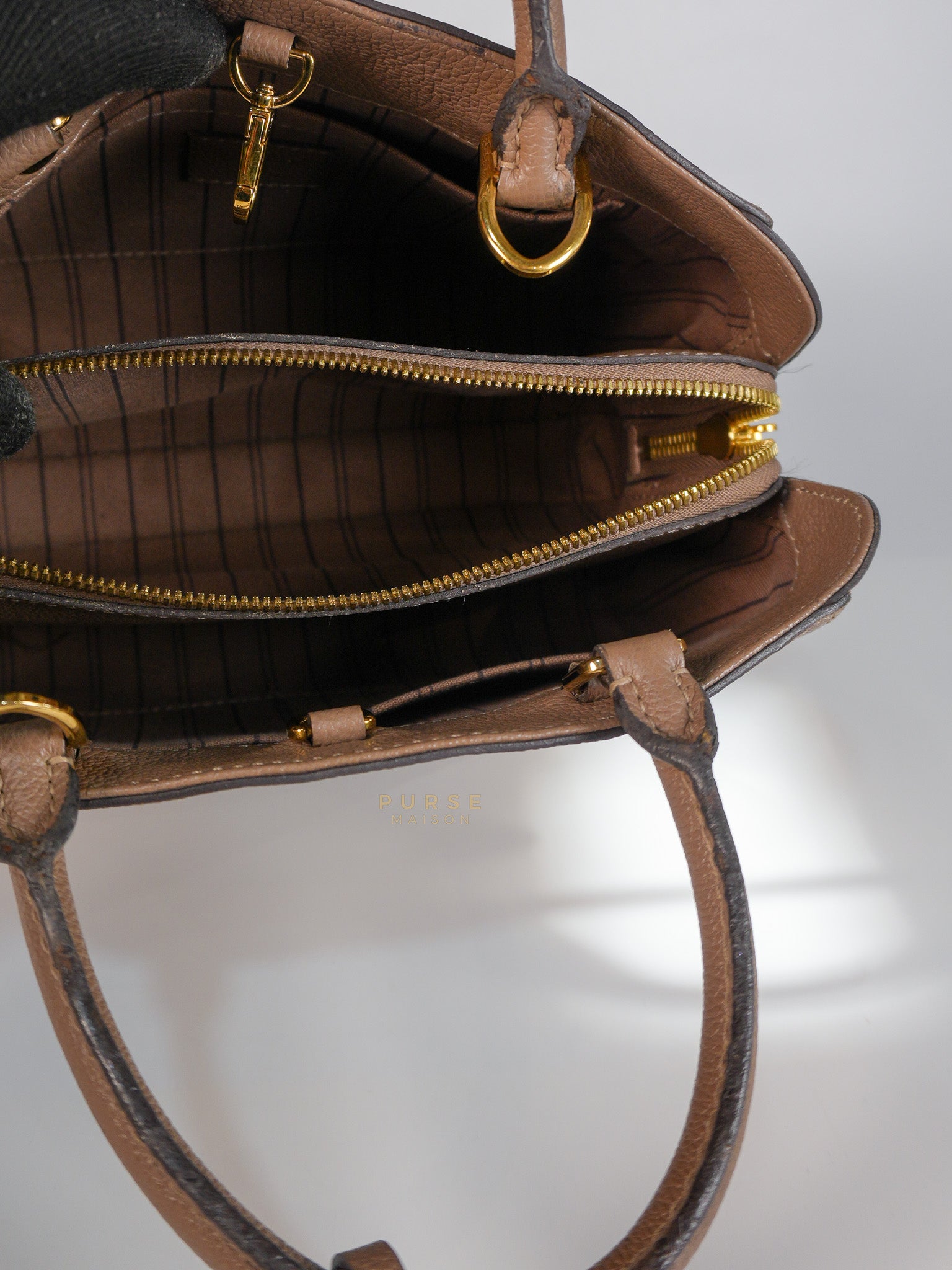 Montaigne BB in Taupe Monogram Empreinte Leather (Date Code: SP1197) | Purse Maison Luxury Bags Shop